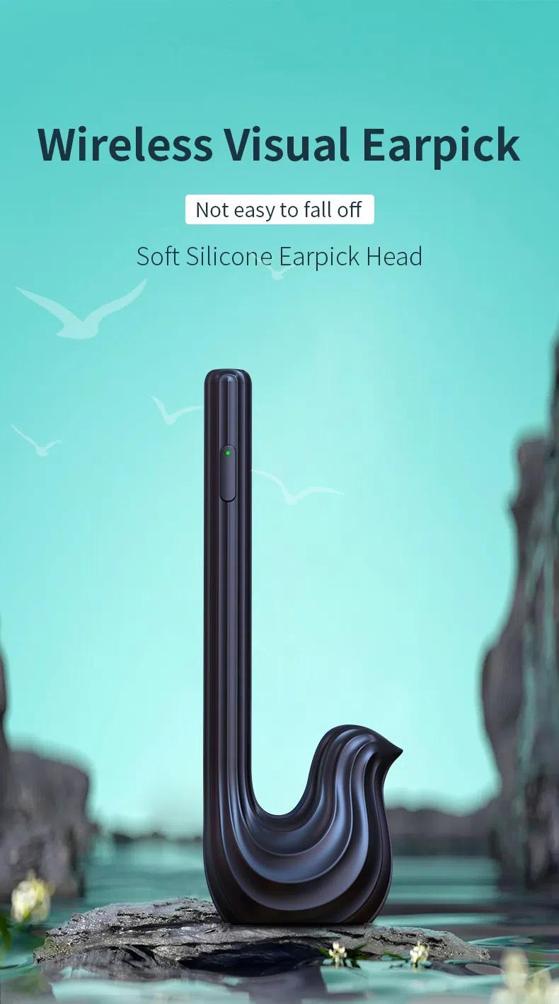 JPHYLL Wireless Visual Earpick with 6 LED Camera 1080P HD Resolution Type-C Charging 8 Accessories for iPhone & Android Ear Cleaning Tool - Green-Bird