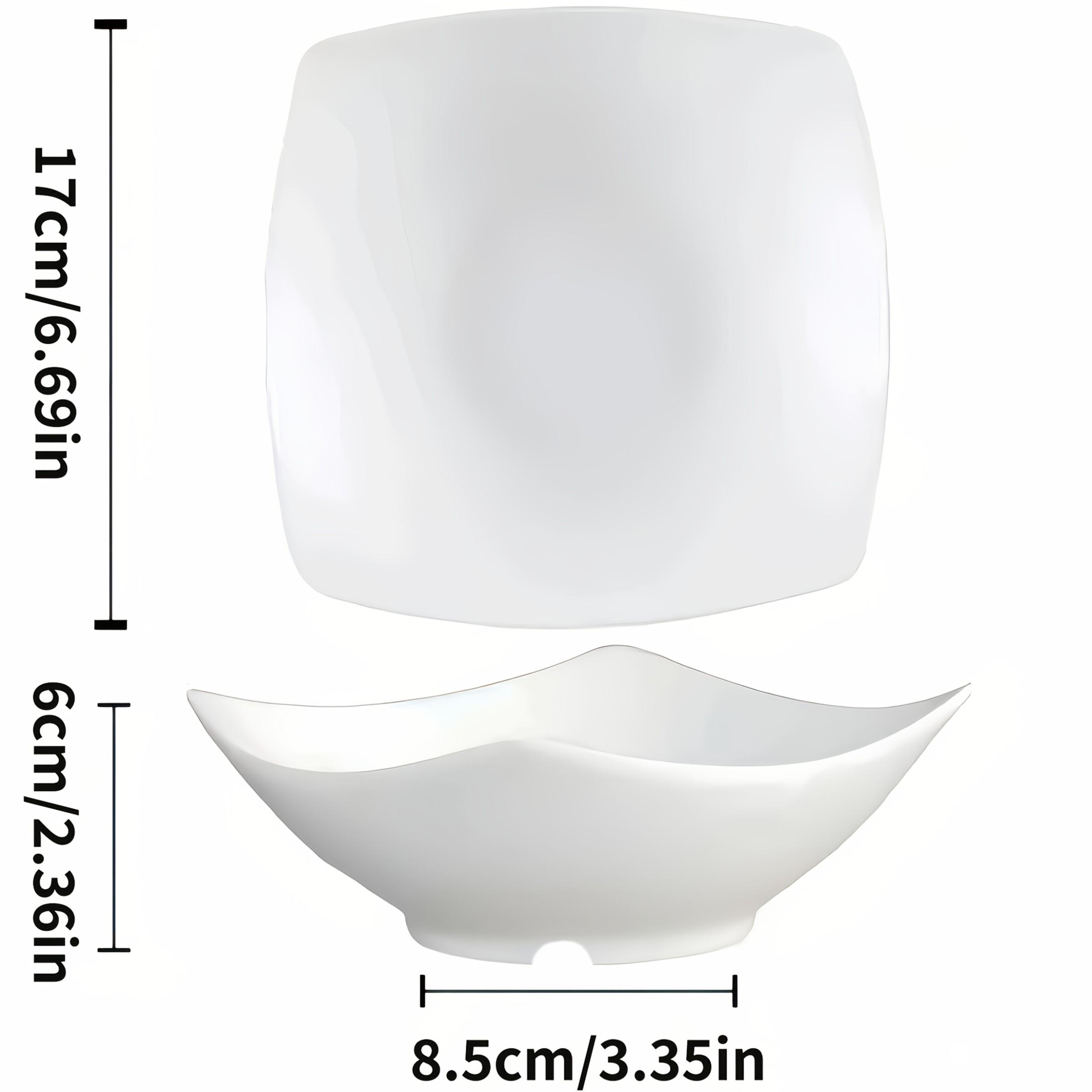 6-Piece Large Plastic Square Footed Bowls Set, Party Salad Bowl, Stackable Lightweight Kitchenware, Microwave & Dishwasher Safe