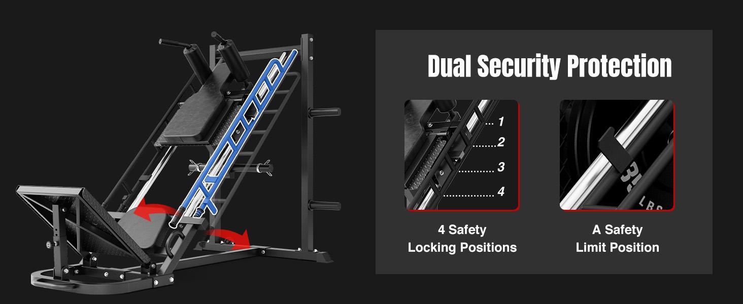 Dripex Leg Press Machine – Home Gym Leg Press & Hack Squat Combo, Adjustable, Roller Bearing, 4 Weight Plate Holders for Full Lower Body Workout