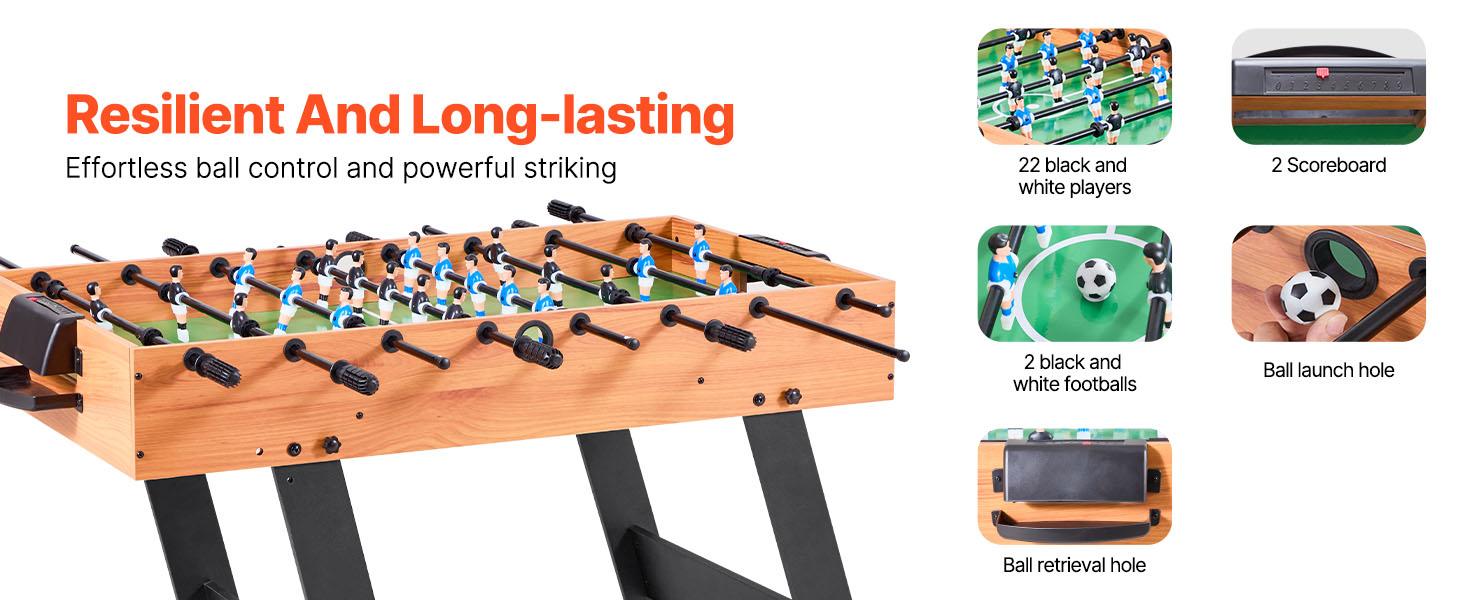 VEVOR Folding Foosball Table, 42 inch Standard Size Table, Indoor Full Size Foosball Tables for Home, Family, and Game Room, Durable Soccer Set, Includes 2 Balls