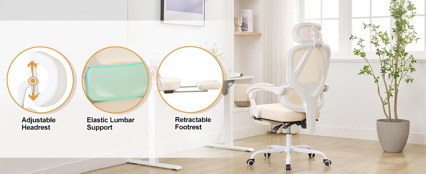 Ergonomic Office Chair with Footrest,Mesh Home Office Desk Chair with Adjustable Lumbar Support & Headrest,90-135 Comfy Reclining Chair,High Back Computer Executive Chair,360 Swivel Task Chair Ergonomic Office Chair with Footrest,Mesh Home Office Desk Chair with Adjustable Lumbar Support & Headrest,90-135 Comfy Reclining Chair,High Back Computer Executive Chair,360 Swivel Task Chair