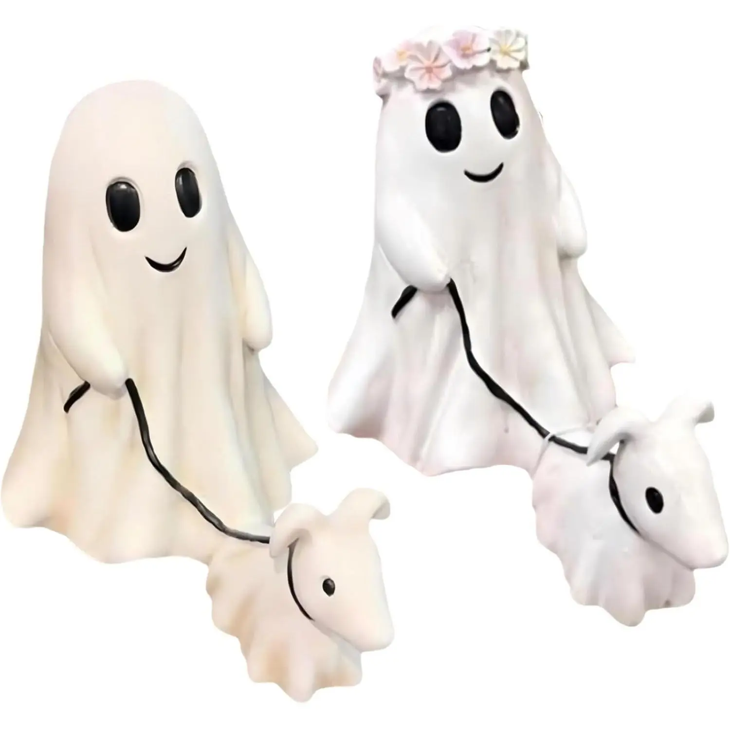 Ghost Walking Dog Statue Decor Statue - Spooky Halloween Decor| Cute Resin Figurine for Porch, Garden & Shelf | Indoor/Outdoor Halloween Decoration