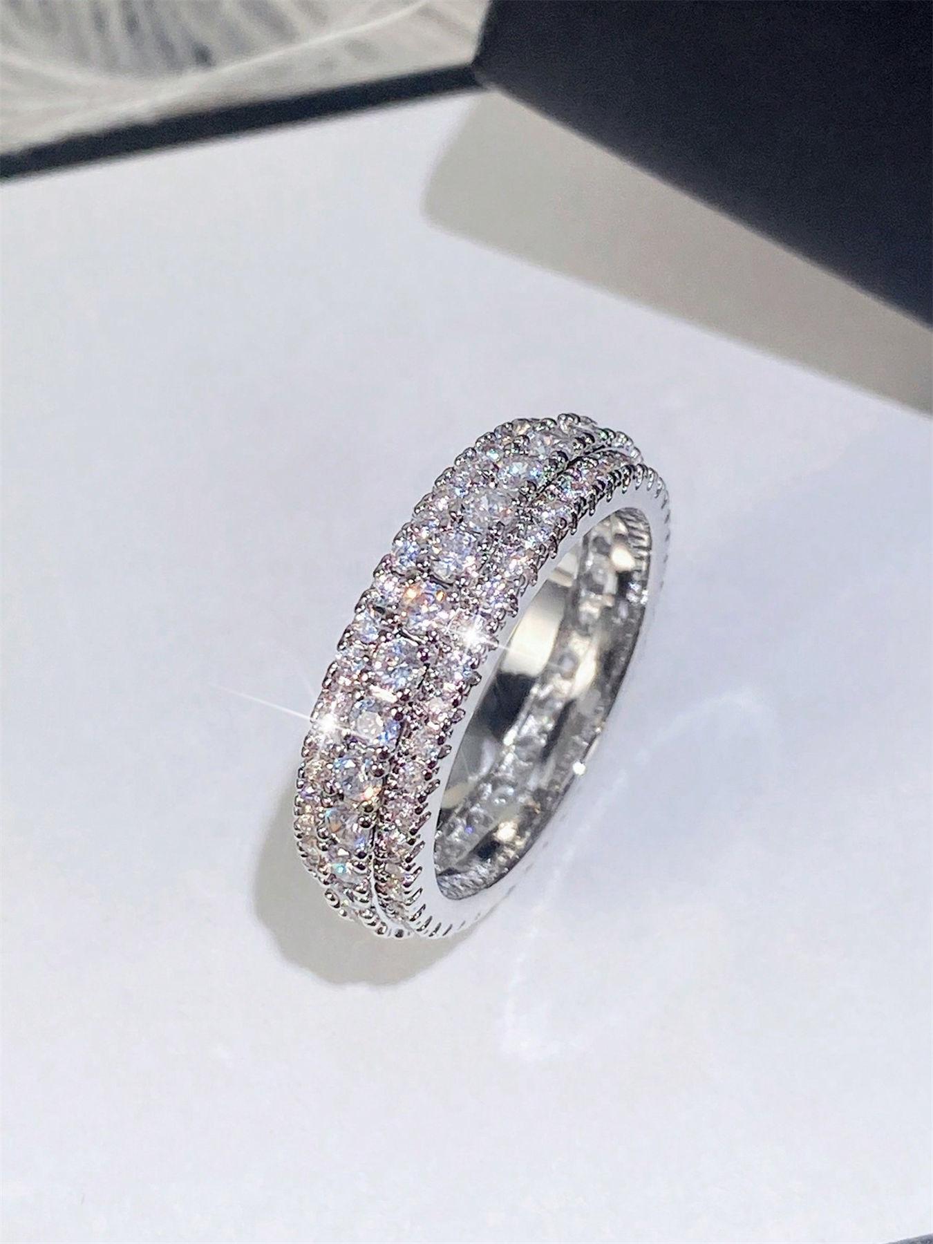 1 PC Simple Cubic Zirconia Ring For Women For Wedding Engagement Anniversary Party Jewelry Valentine's Day Gift