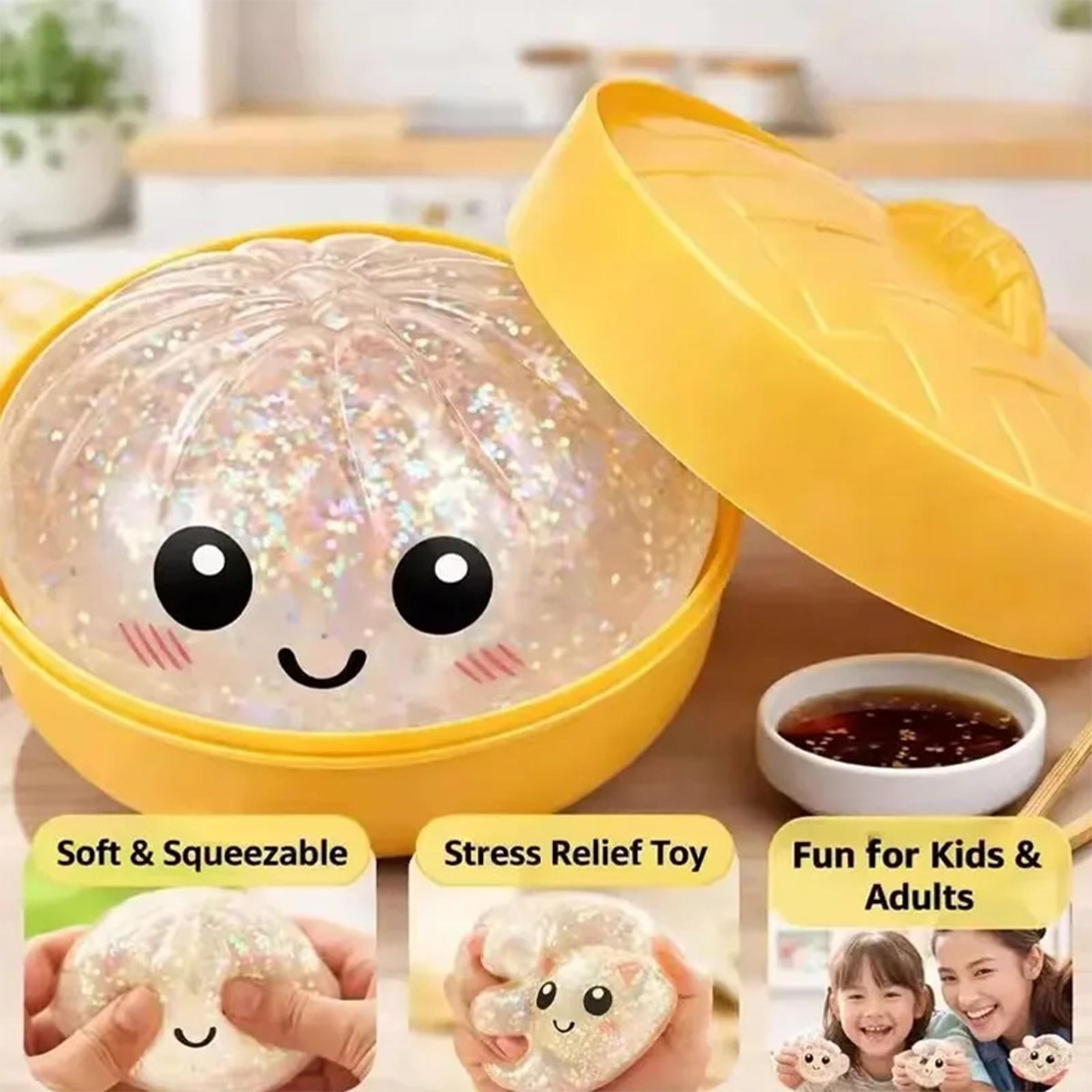 12PCS Cute Glittering Char Siu Bao Stress Relief Squeezable Fun Realistic Steamed Bun Release of Anxiety Colorful Bun Blind Box