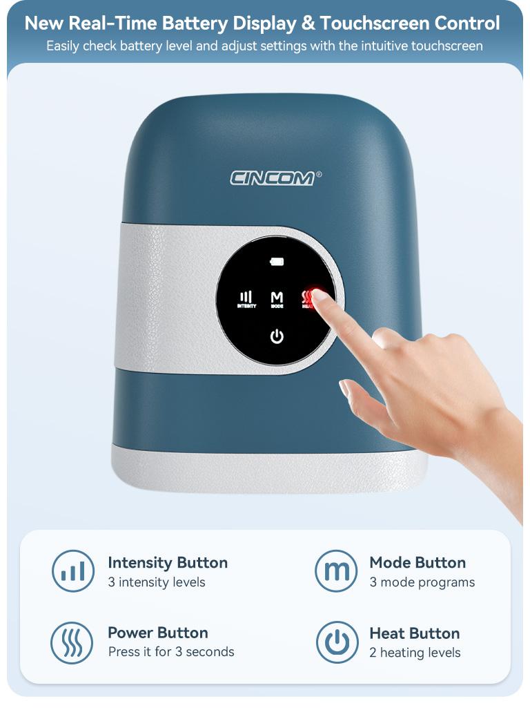 [Plus Model] CINCOM Upgraded Hand Massager, Cordless Finger Soother with Comfort Warmth, Customizable Settings, Rechargeable, Provides Soothing Relaxation, Wonderful Gift for Loved Ones