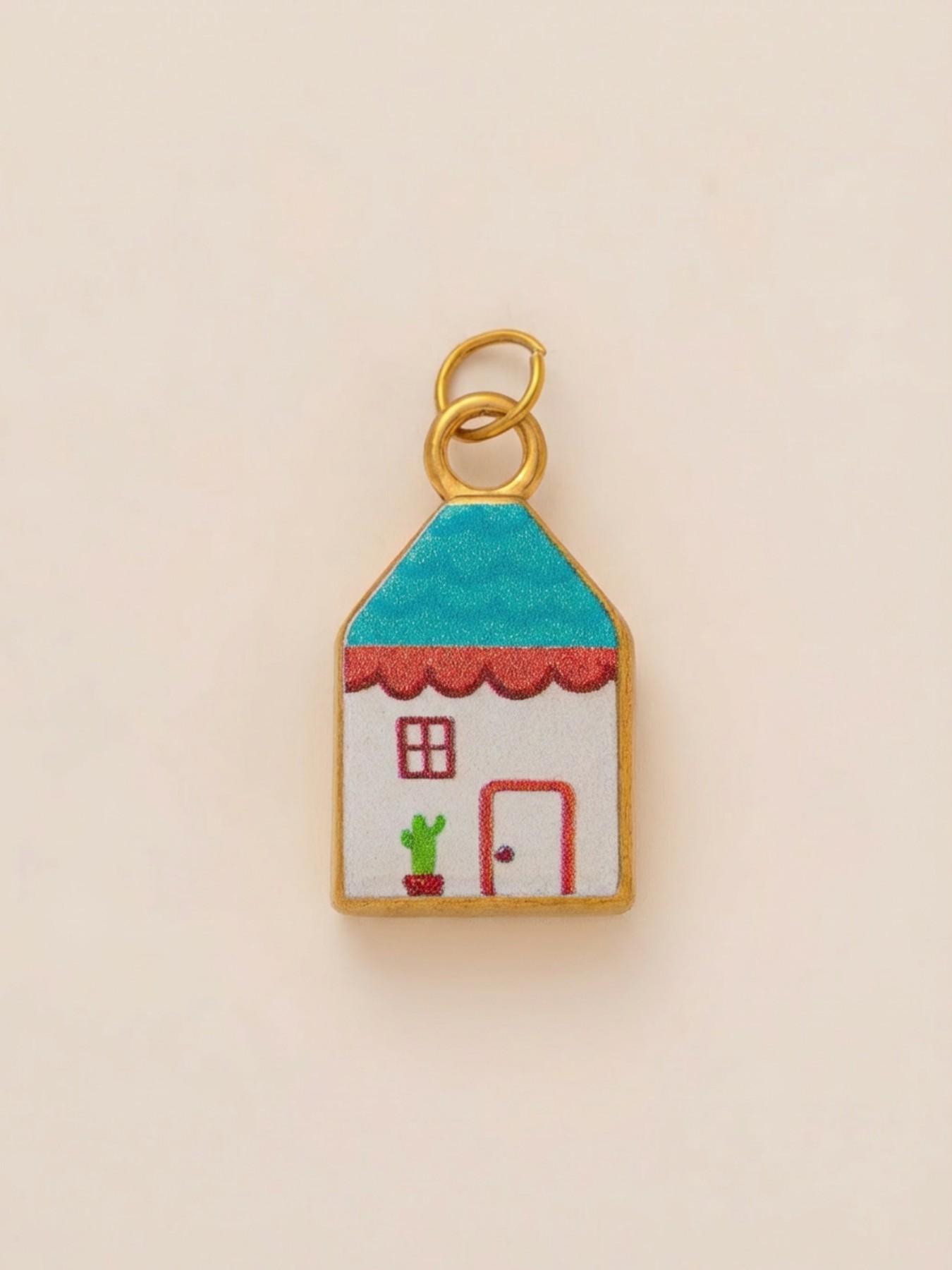 1PC stylish and minimalist commuter-style pendant, enamel painted, square, floral series pendant, 18K gold-plated stainless steel, suitable for DIY fashion accessories such as keychains, bags, and jewelry.