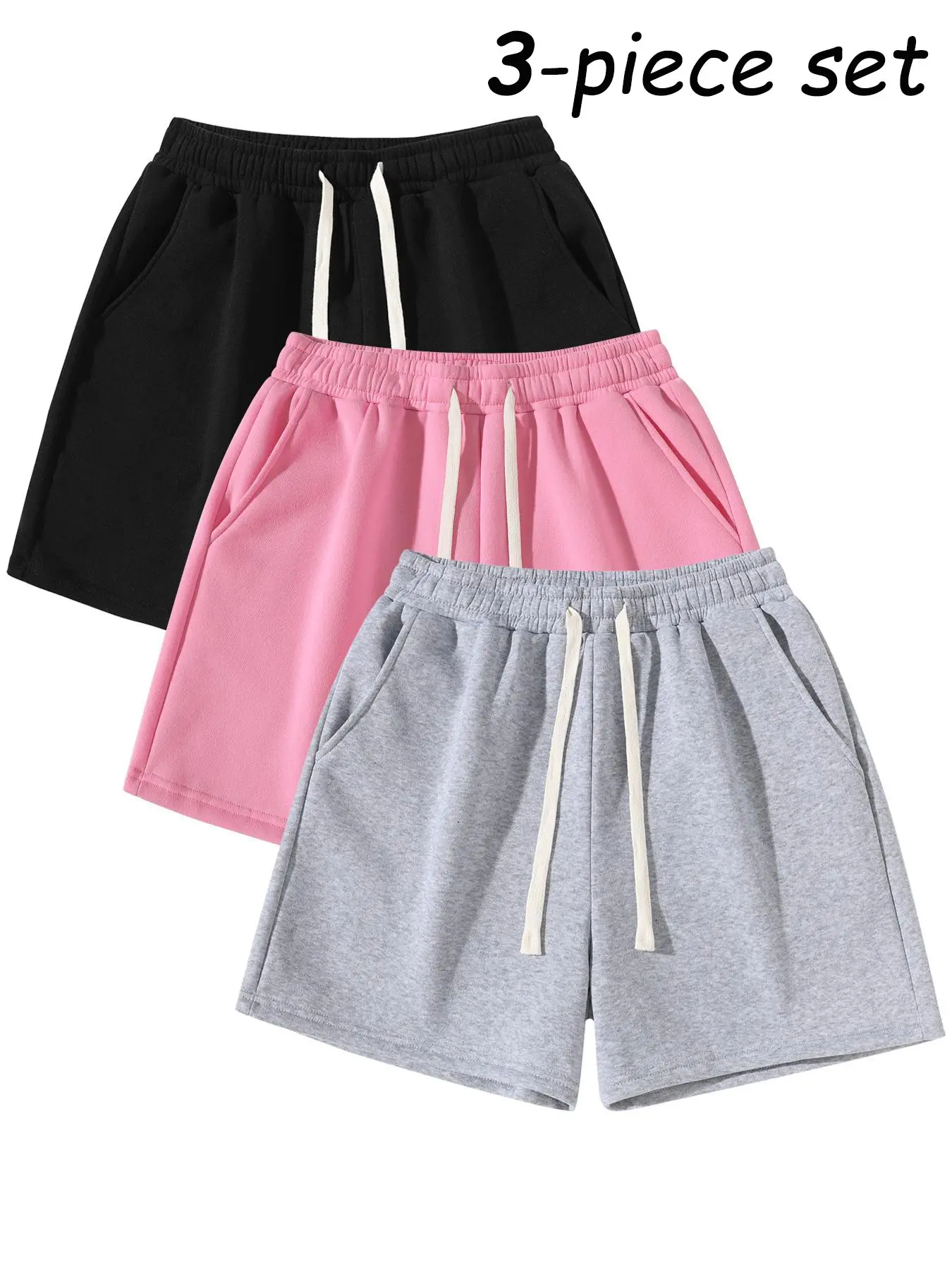 Unisex Drawstring-Waist Shorts for Any Occasion, Soft Warm Fabric Gym Shorts for All Seasons, Athletic Casual Shorts, Workout Shorts Pack