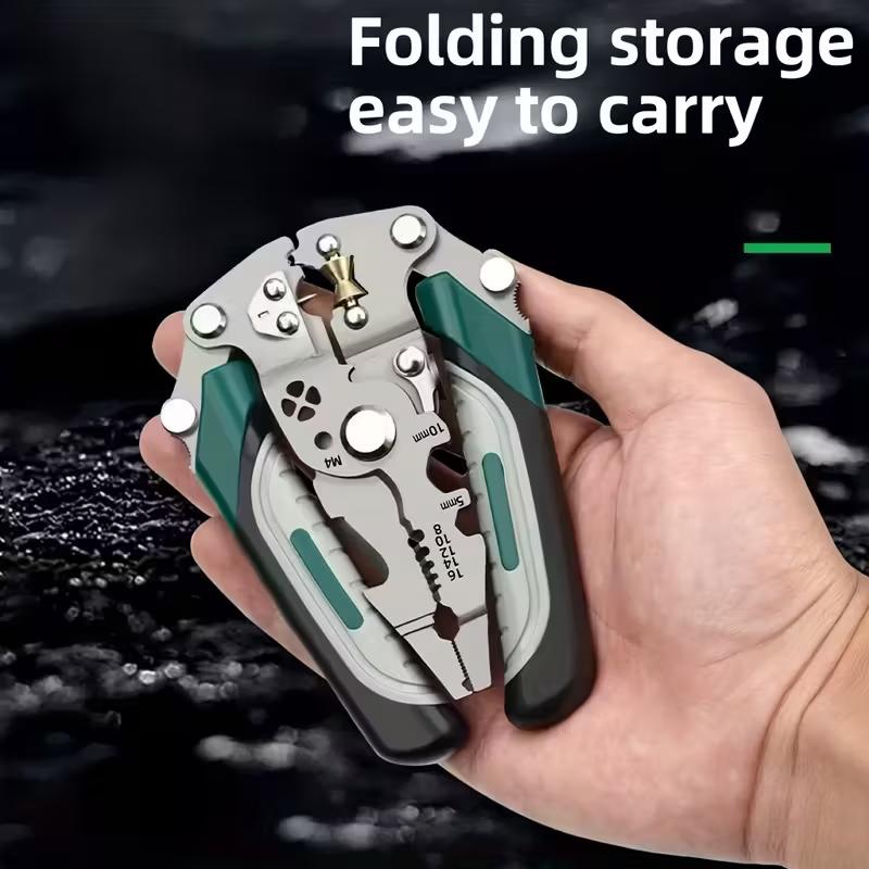 New 16-In-1 Foldable Wire Stripper, Upgraded Multifunctional Professional Cable Cutter, Wirecutters, Ideal for Cutting & Pulling Wires, Tool, Home