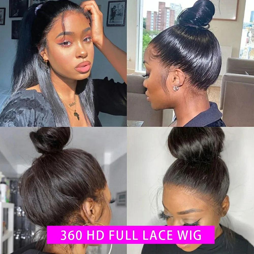 Bling Hair 360 Full Lace Wig  13X4 HD Transparent Lace Front Real Hair Wigs For Women 30 Inch Brazilian Straight 13x6 Lace Frontal Wig
