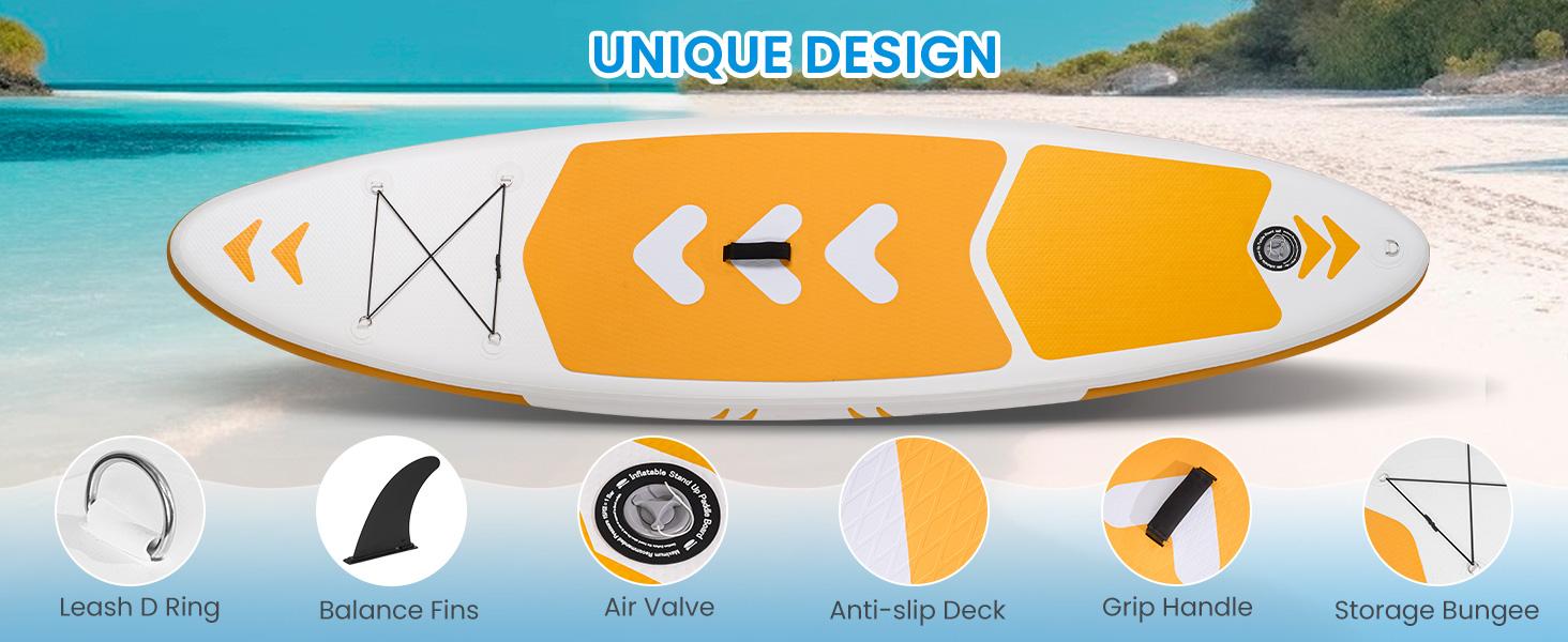 Inflatable Paddle Board Stand Up Paddle Board SUP Board 120"x30"x6" Ultra-Light (17LBS) For Summer Surfing, Orange