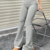 【Black Friday】Women's Plain Flared Leggings, Casual High Stretch Bell-Bottom Trousers for Daily Wear, Womenswear, Ladies Bottoms for All Seasons