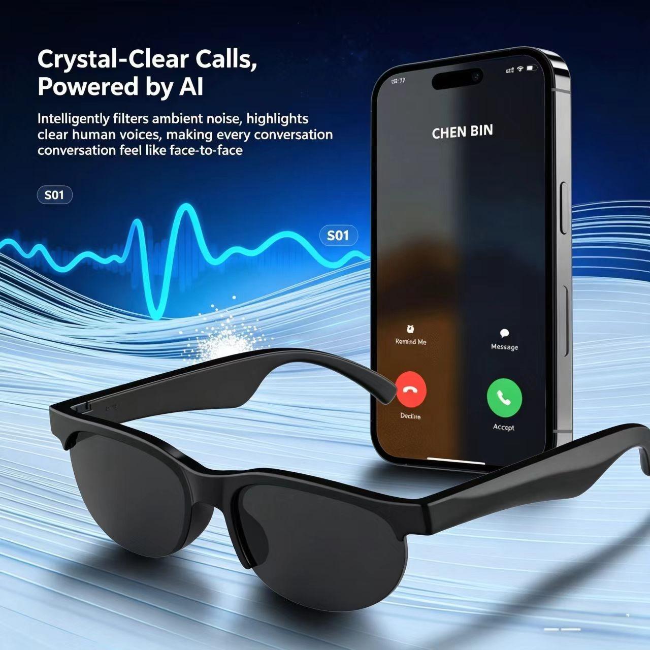 Universal Smart Eyewear, Supports Wireless Calling, Music, Clear HD Lenses, Touch Operation, Works with iOS & Android