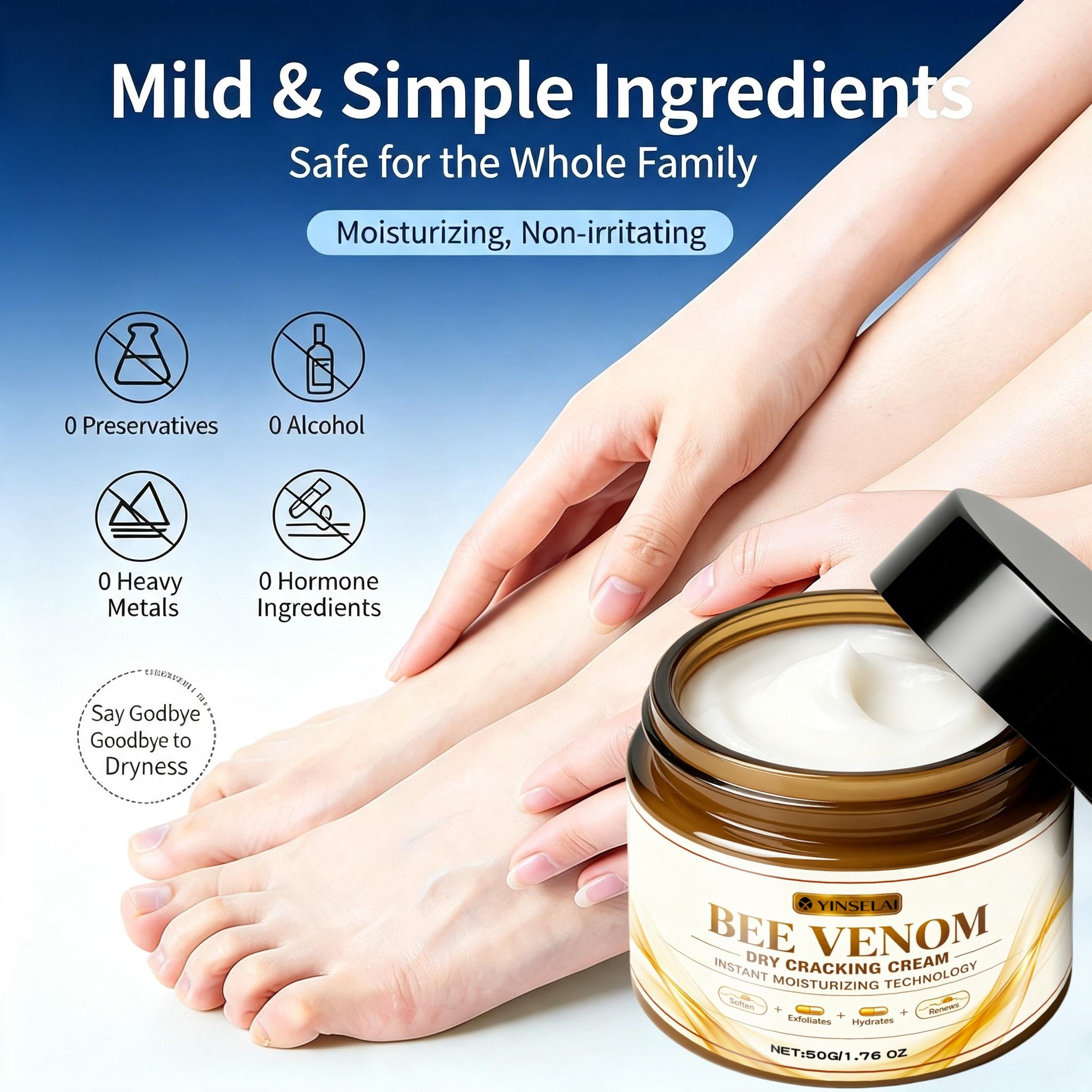 BEEVENOM Foot Cream, Bee Venom Dry Cracked Heel Cream for Dry Feet, Intensive Moisturizing & Exfoliating Foot Care, Softens Calluses & Rough Skin, Deep Hydration Repair for Cracked Heels, Essential Pedicure Treatment for Baby Soft Feet. #Skincare #FootCar
