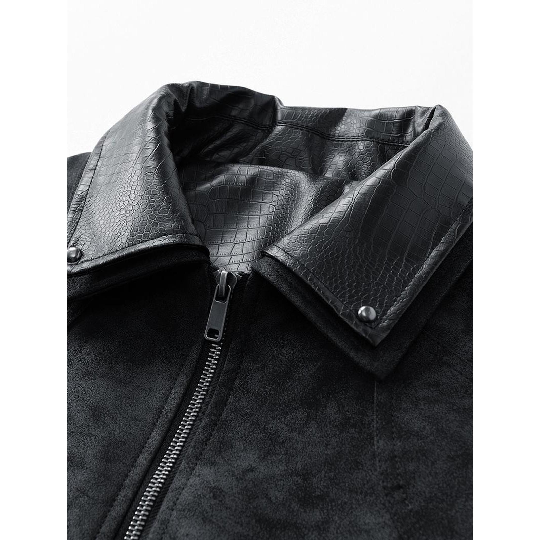 Men's Solid Color Motorcycle Jacket, Regular Fit Casual Comfy Long Sleeve Baseball Collar Outerwear for Daily Wear, Men's Clothing for Fall & Winter, Coats