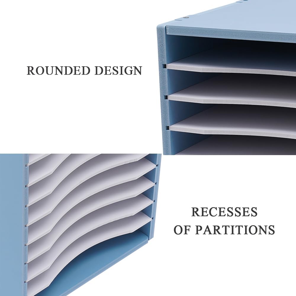 Vertical Desktop Organizer Rack with 11 Slots, Adjustable PVC Paper Classification Shelf, Mail Sorting Holder for Home Office