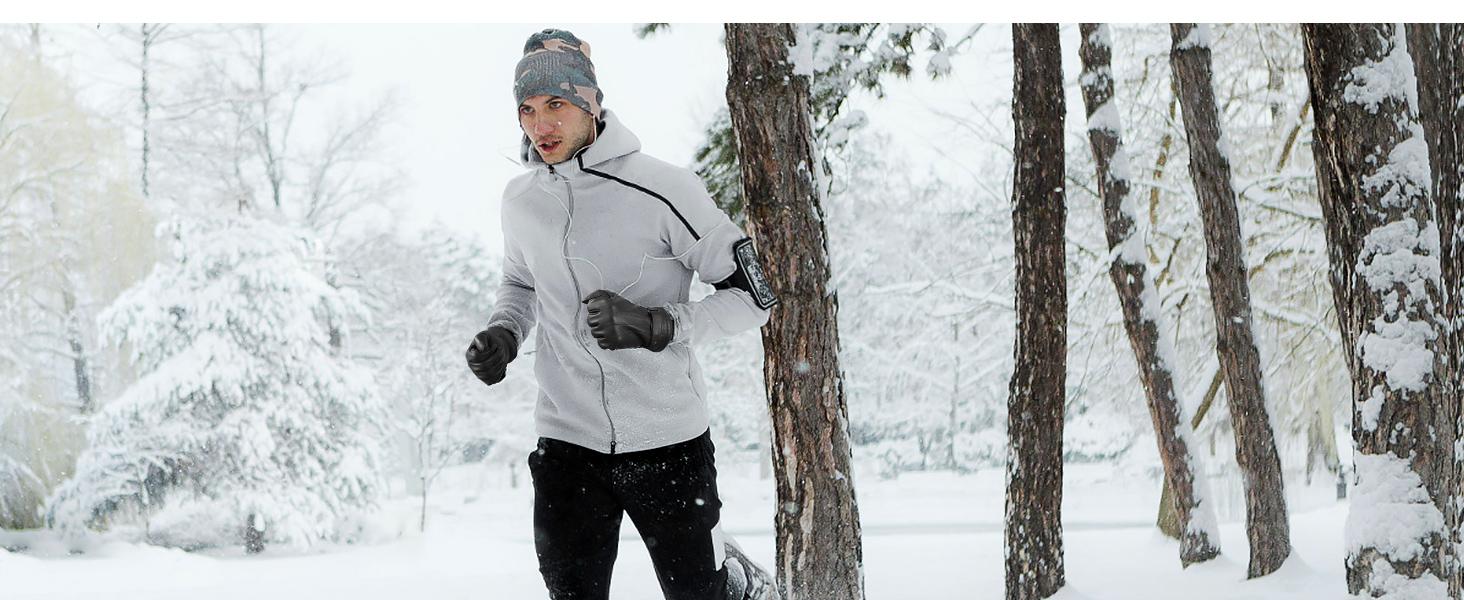 Aegend Men's Sheepskin Leather Sports Gloves, Full Hand Touchscreen, Cashmere Lining, Keep Warm Thermal Winter Gift for Outdoor Activities summervibes,
