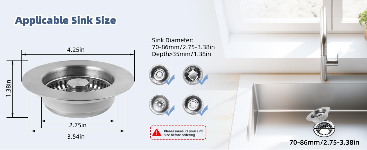 Hibbent Upgraded 3 in 1 Kitchen Sink Drain Strainer, Stainless Steel Pop Up Sink Stopper, Larger Anti-Clogging Basket, 3-Layer Seal, Detachable Drain Plug for US Standard 3-1/2" Drain, Matte Black,summervibes,campingessentials,campinggear,home essentials