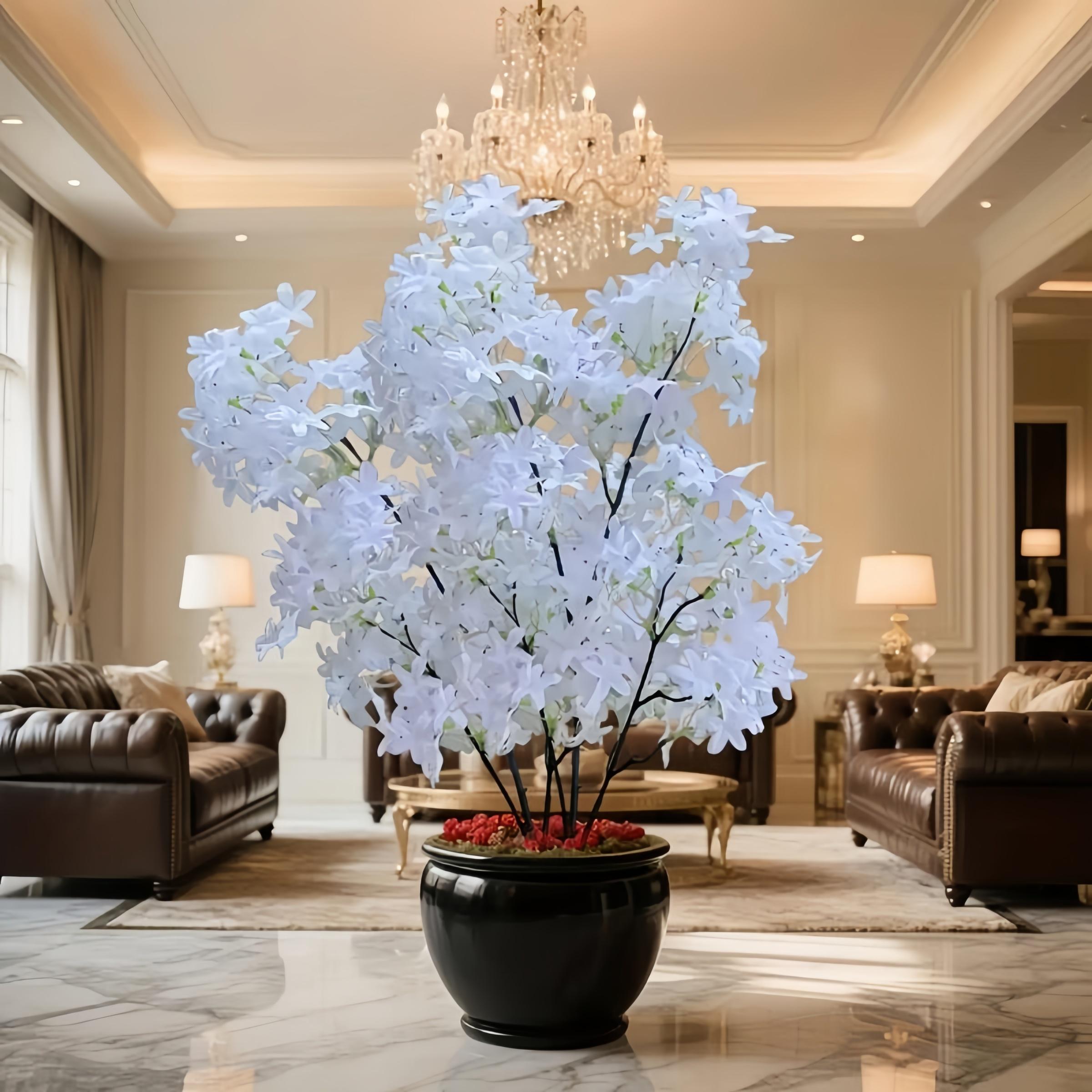 4 37.4-inch tall large artificial red maple decorations - durable plastic materials, elegant pure white flowers, UV weather-resistant design, Lifelike Artificial Flower