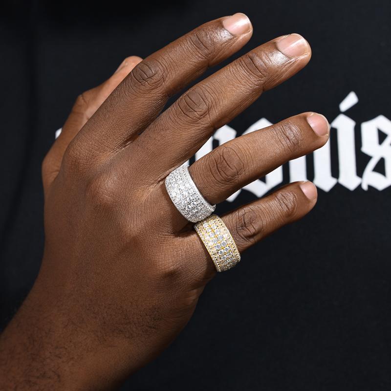 【#R362 】UCCIYO 18K Gold-Plated Ring with Lab-Grown Moissanite S925 Sterling Silver Moissanite Ring for Women Men Hip Hop Jewelry Gift