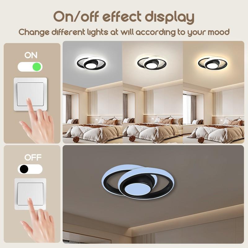 Modern LED Ceiling Light, Adjustable Dimmable Half-Inset Lighting, Home Decor Lamp for Kitchen Bedroom Living Room, Perfect Gift, Adjustable Dimming, Modern Mood Lighting