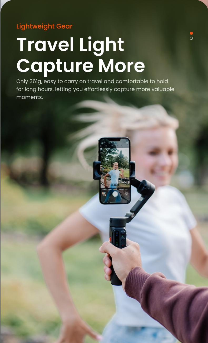 hohem iSteady X3 SE Gimbal Stabilizer for iPhone, Smartphone Foldable Gimbal with Detachable Remote Control, Portable Foldable 3-Axis Phone Gimbal for Android & iPhone17 series, Ideal for Travel Vlogging