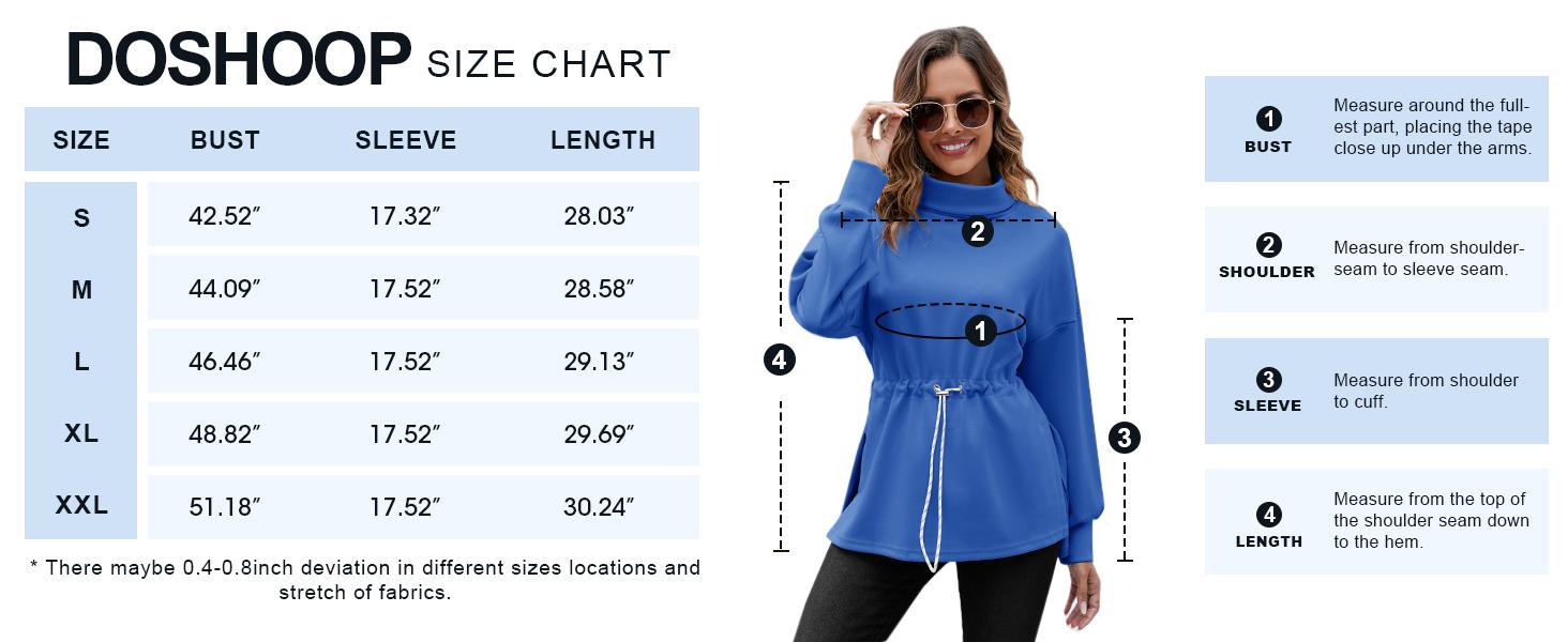 FISOEW Women's Turtleneck Sweatshirts Long Sleeve Pullover Tops Side Slit Tunic Shirts with Drawstring Waist Hoodie White Casual Womenswear #TikTokShopHolidayHaul