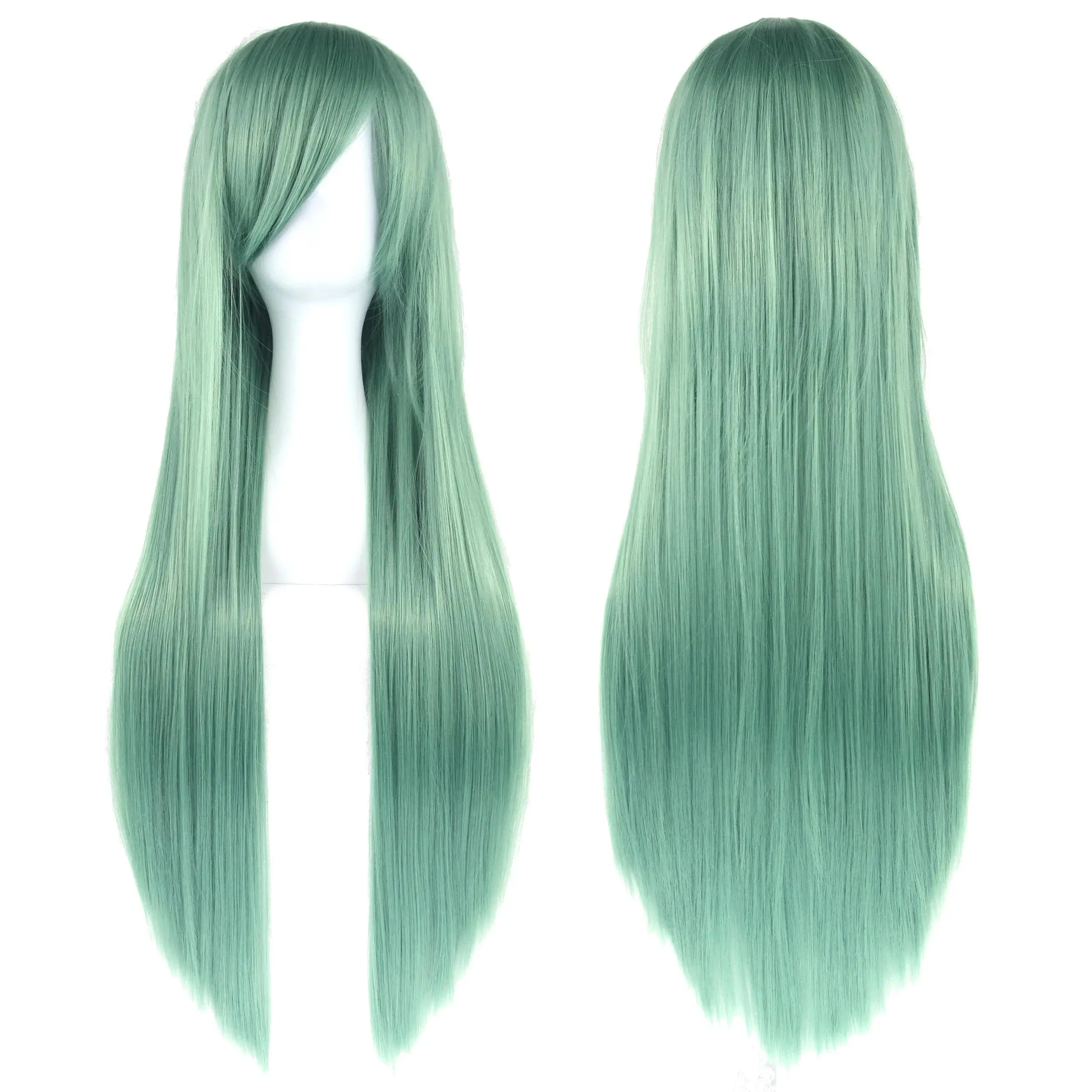 Soowee Long Synthetic Hair White Purple Cosplay Wigs Party Black Hair Straight Wig Hairpiece for Women