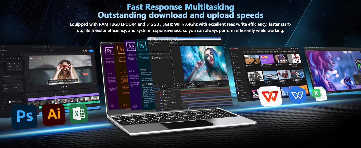 15.6 Inch Laptop Windows 11 Pro, 12GB RAM 512GB SSD, 12th Gen Intel N100 Processor, 1920x1080, Webacm 2.4/5.0G WiFi, Bluetooth 5.0, Webcam, Mini HDMI, USB 3.0, springtok