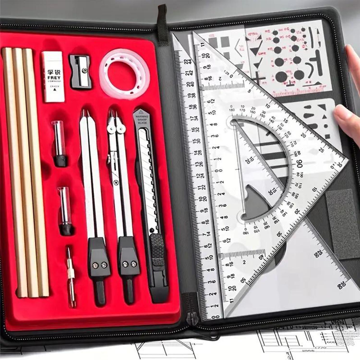 Professional Drawing & Drafting Tool Set, Precision Geometry & CAD Tools Suitable for Students and Engineers, Versatile Measuring Instrument Kit for Educational & Architectural Drafting