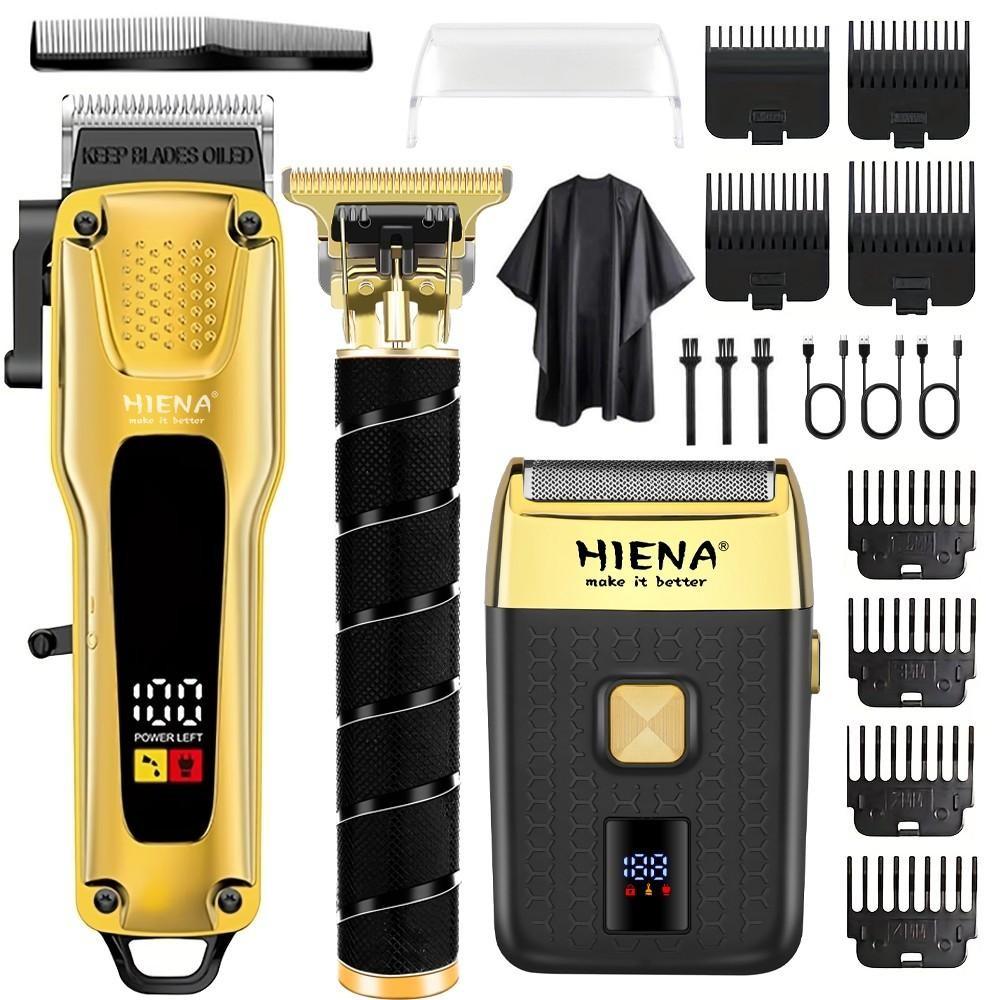 HIENA 3-in-1 Cordless Grooming Kit｜USB Fast Charge, Adjustable Blade & Multi-Size Combs for Hair, Beard & Body Trimming. Perfect for Home, Travel & Daily Styling. An Ideal Gift for Men