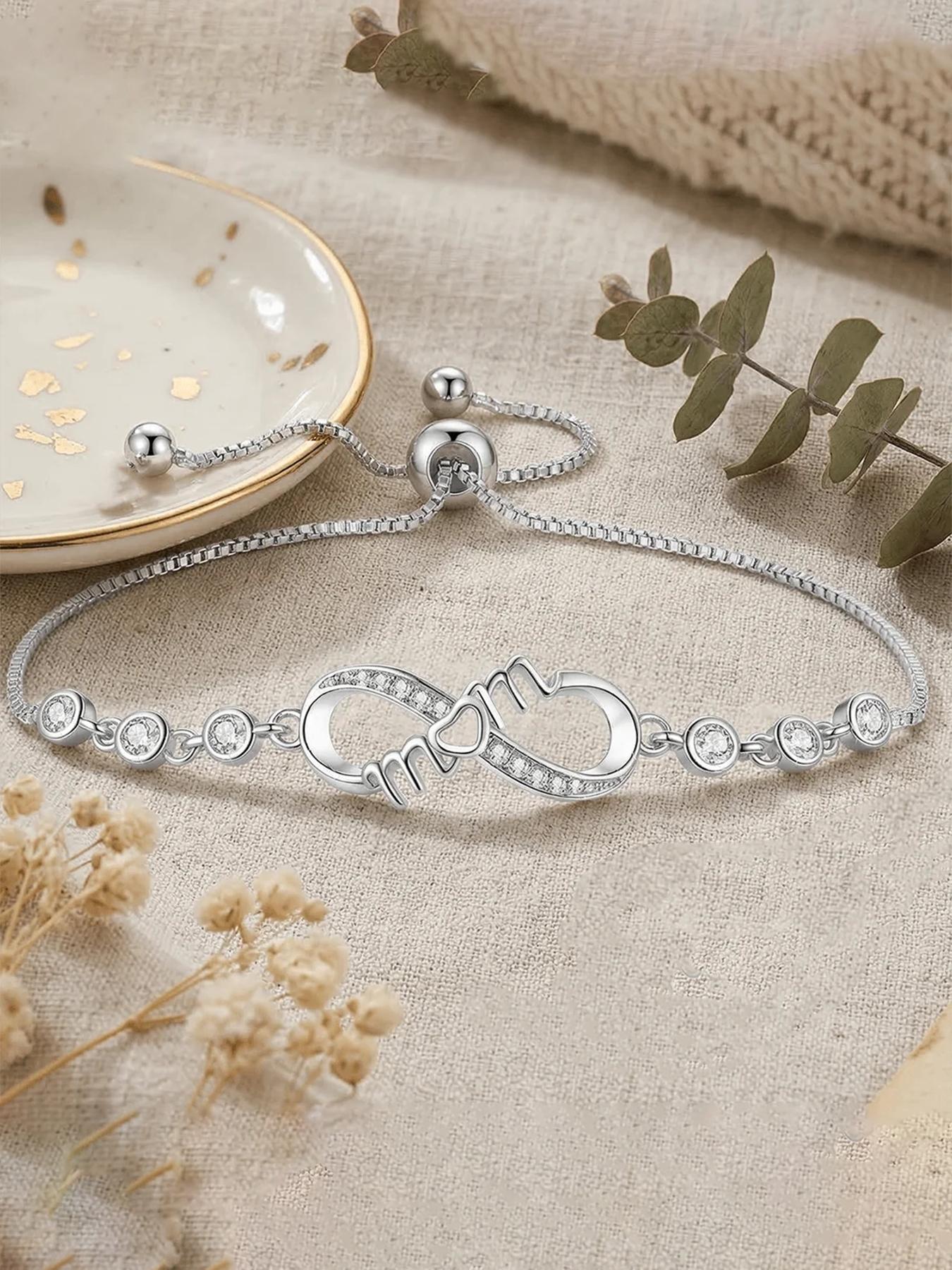 Mother's Day gift, a necklace set filled with endless tender love, adjustable infinity bracelet suitable for women. Give it to your daughter. As a Mother's Day gift for your mom, it can be a school season necklace gift or a Teacher's Day bracelet gift.