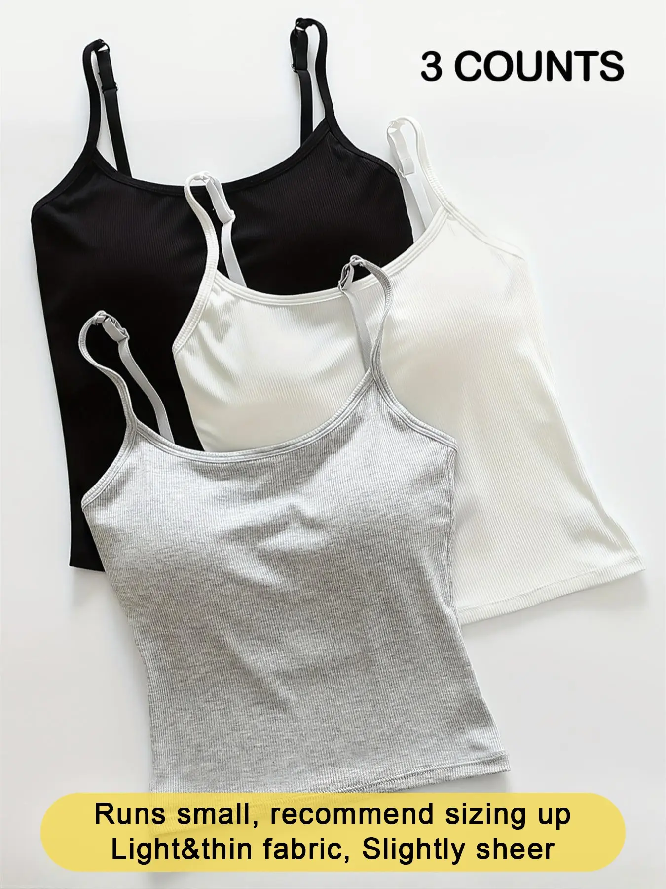 Women's Basic Solid Ribbed Cami Spaghetti Strap Tank Top, Fitted Casual Sleeveless Crop Top for Daily Wear, Ladies Underwear for Summer, Camisole Top