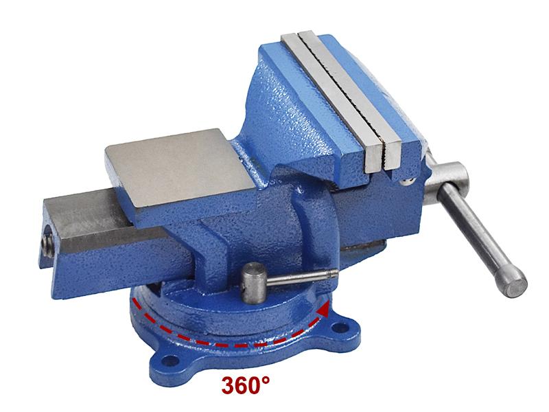 5" Heavy Duty Bench Vise with Anvil Swivel Table Top Clamp Locking Base Heat Treated Shaft Serrate Steel Jaws