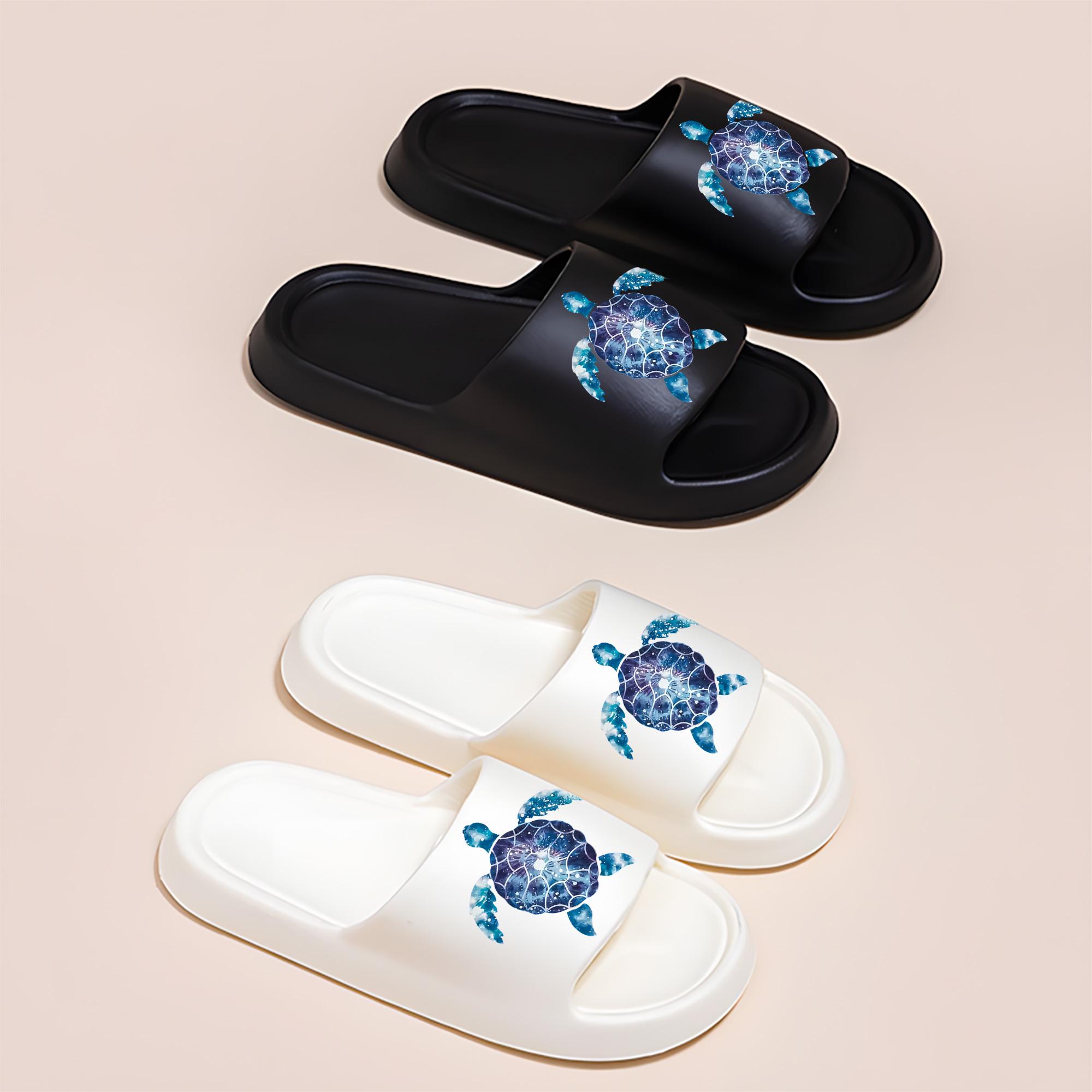 Galaxy Sea Turtle Print Slippers for Women Men Non-Slip Indoor Outdoor Comfortable Home Sandals with Soft Sole Lightweight Beach Shoes for Summer Vacation Travel