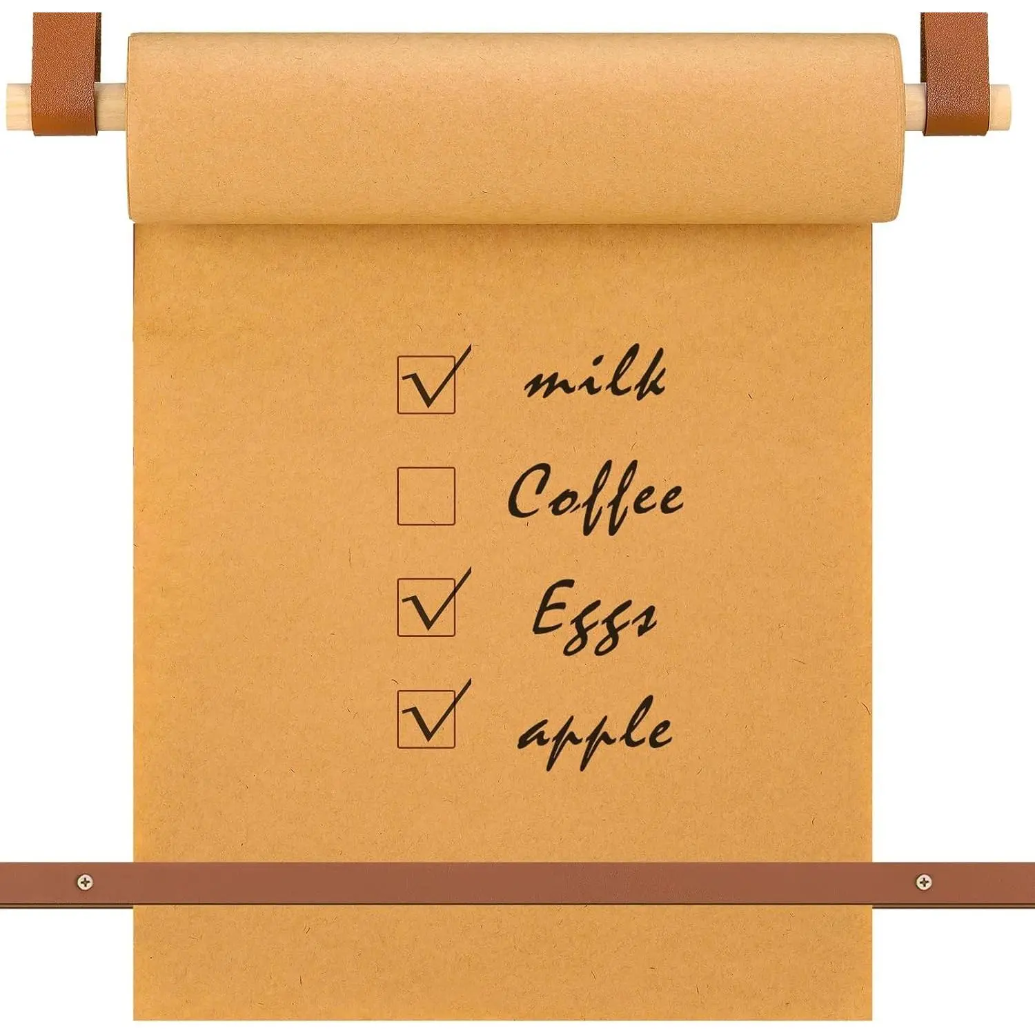 17 Inch Kraft Paper Roll Dispenser Wall Mounted 30 Meters Brown Grocery List Note Craft Butcher Paper Roll Holder Memo Board for Wall Decor, to-do Lists, DIY Drawing, Artwork, Creative