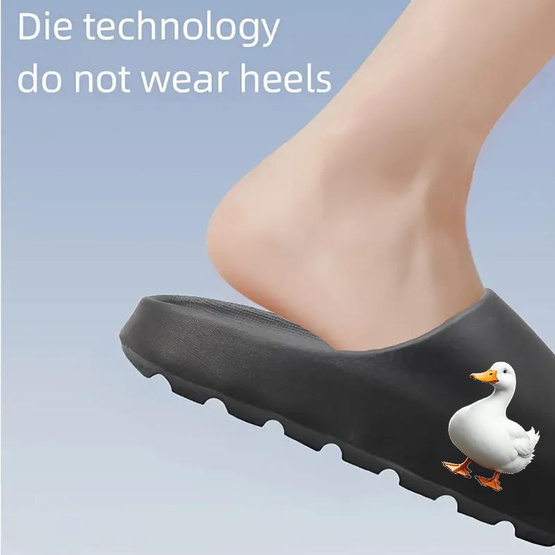 Cute White Duck Print Slippers for Women Men Kids Non-Slip Soft Sole Indoor Home Bedroom Bathroom Comfortable Warm House Slippers Lightweight Casual Footwear Animal Pattern Slides