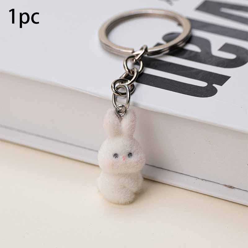 1/20pcs Cute Cartoon Three-Dimensional Rabbit Keychain Pendant Flocking Car Key Chain Pendant Bag Pendant Surprise Gift Keychain for bags Trendy Cute Keychain