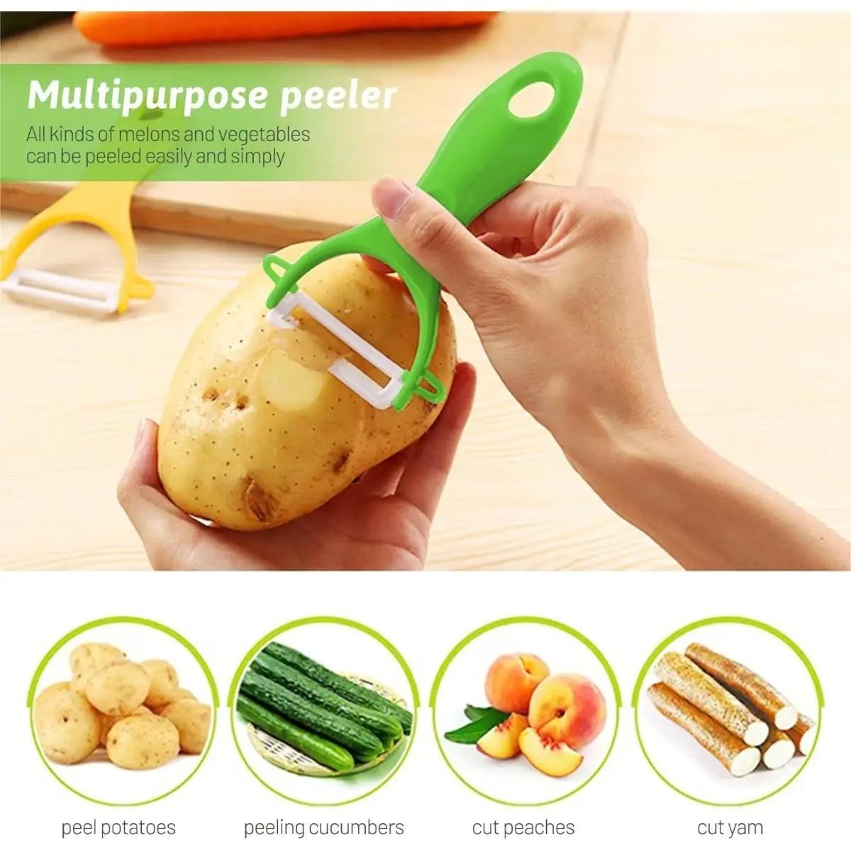 3 PACK Ceramic Peeler Set, Durable Hard Ceramic Blades, Rust-Resistant, Sharp for Potatoes Carrots Apples Ginger, Easy Grip, Quick Clean, Kitchen