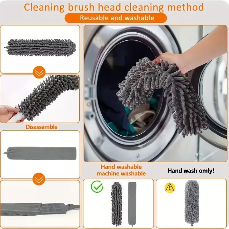 5pcs Heavy-Duty Telescopic Ceiling with Bendable Brush & Detachable - Adjustable Extension Pole (33.45” to 111.42”) for High- Floors, Wet/Dry Multi- Duster Suitable for, Ceiling Fans, Blinds, Car, Microfiber Ceiling Duster, Multisurface Dusters