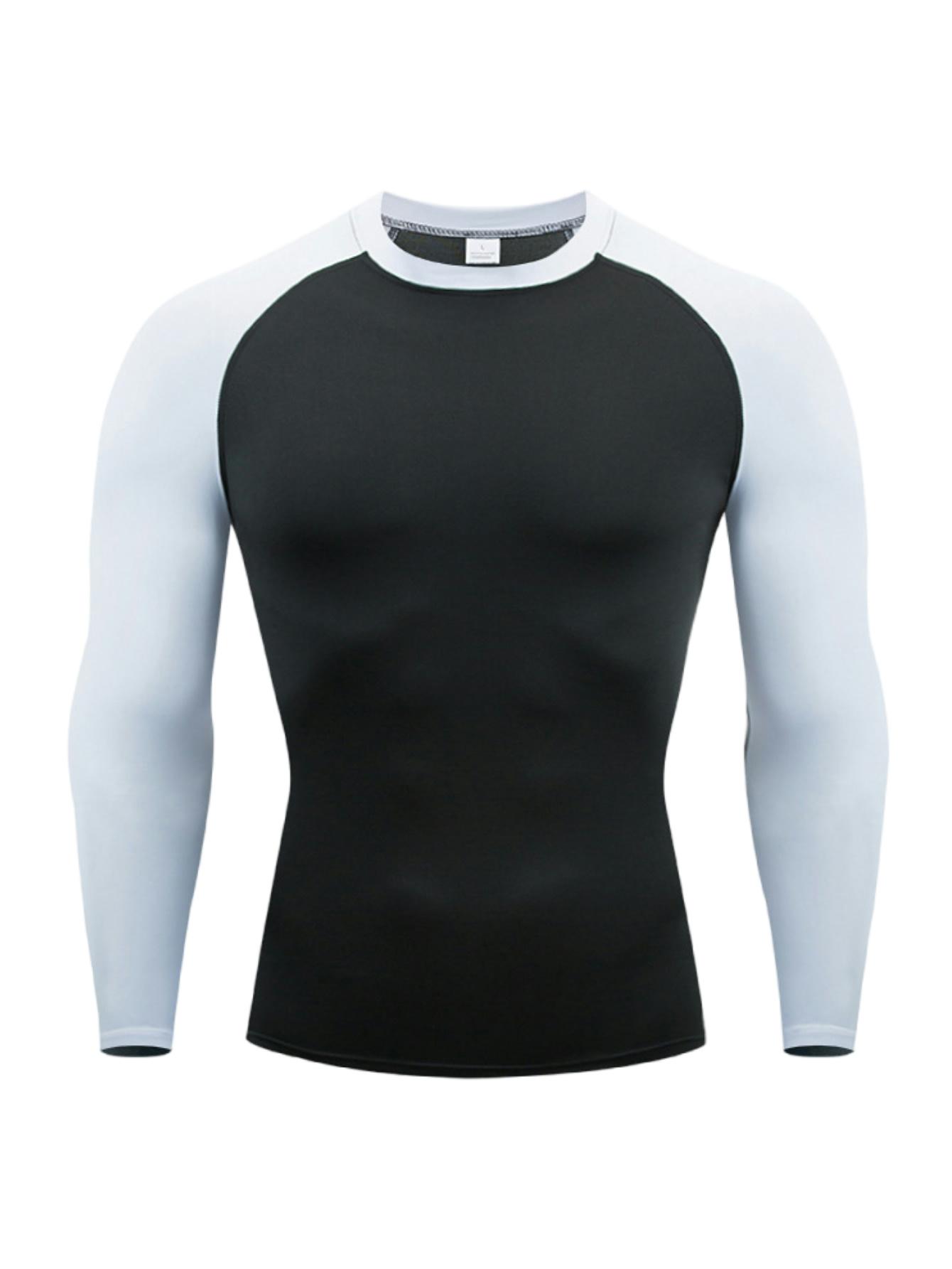 5 Pack Men's Long Sleeve Shirts Moisture WickingSweatproof Sunscreen Men's Quick Dry Breathable ColorBlock slim Long Sleeve T Shirt, Comfortable High StretchBase Layer Men's Outdoor Jogging, Fitness Training ActivityTopS Athletic Running Tee