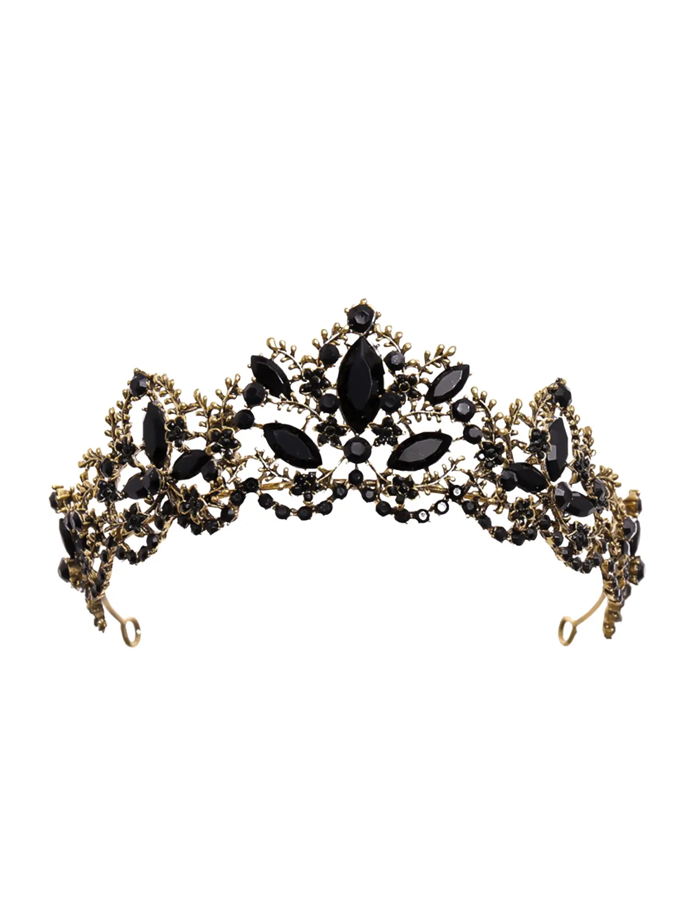 New Baroque Bridal Tiara Headpiece Vintage Black Diamond Crown Hair Accessory Birthday Banquet Dress Ornament