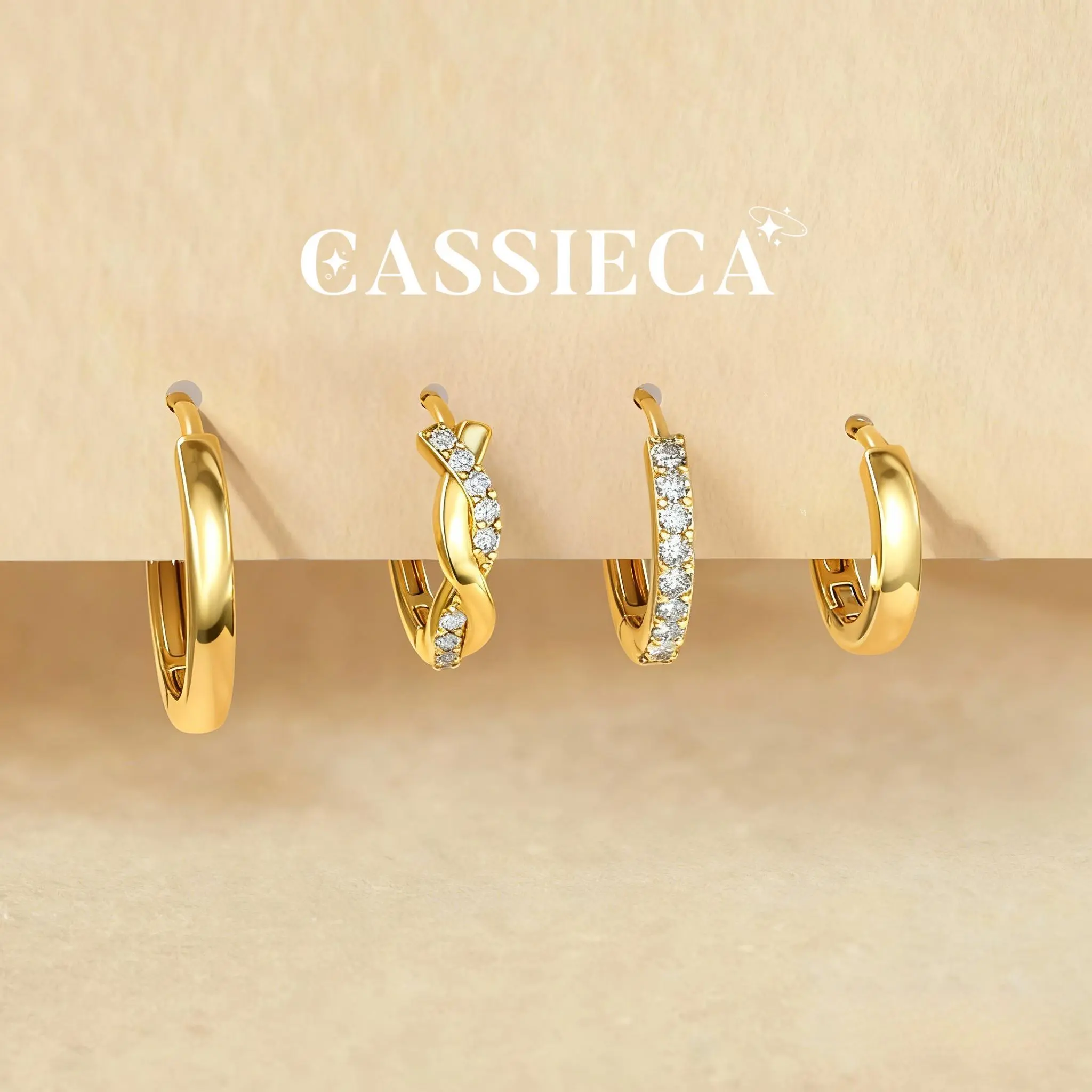 CASAIECA Hoop Earrings for Women Trendy 14K Gold Plated Huggie Earrings Hypoallergenic Cartilage Earring Stacks Cute Dainty Huggie Hoops Earring Sets for Multiple Piercing Accessories Gifts for Women Girlfriend, Earrings Jewelry, Daily Wear Sohochic