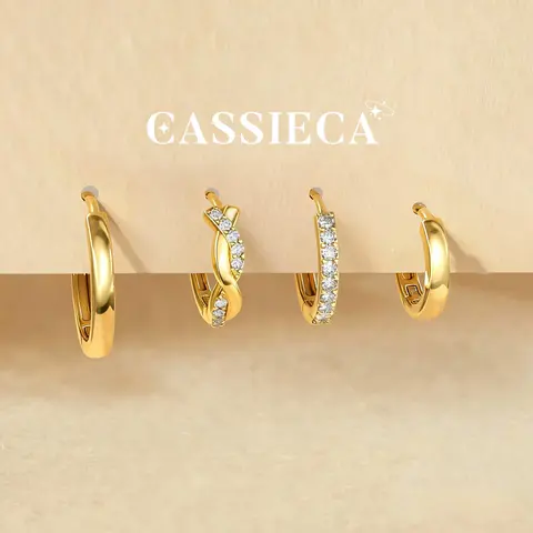 CASSIECA Hoop Earrings for Women Trendy 14K Gold Plated Huggie Earrings Hypoallergenic Cartilage Earring Stacks Cute Dainty Huggie Hoops Earring Sets for Multiple Piercing Accessories Gifts for Women Girlfriend, Earrings Jewelry, Daily Wear Sohochic