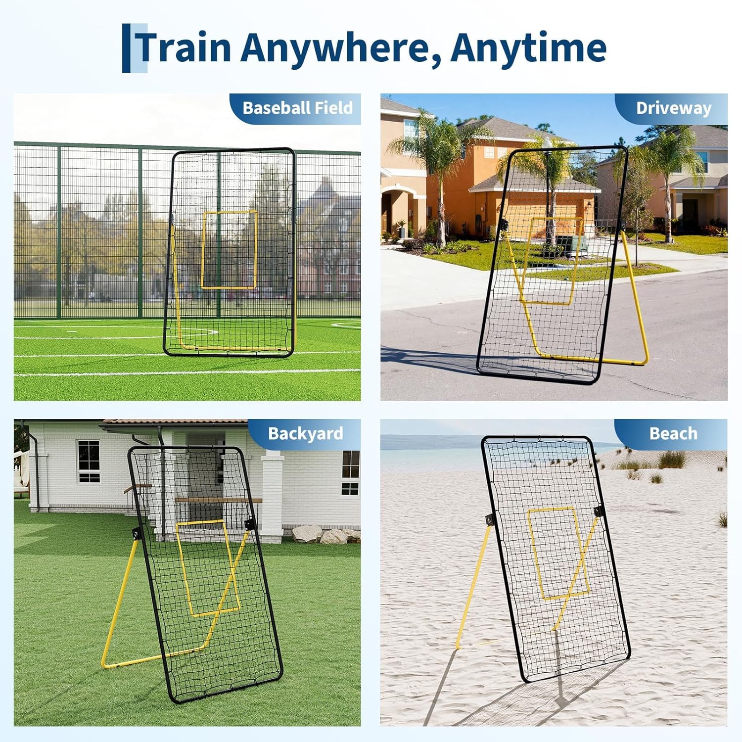 7X4 Ft Adjustable Volleyball Rebounder Net, Large Training Bounce Back Net for Bumping, Spiking  Setting  Sturdy, Multi-Angle Practice Equipment, Easy Setup & Foldable