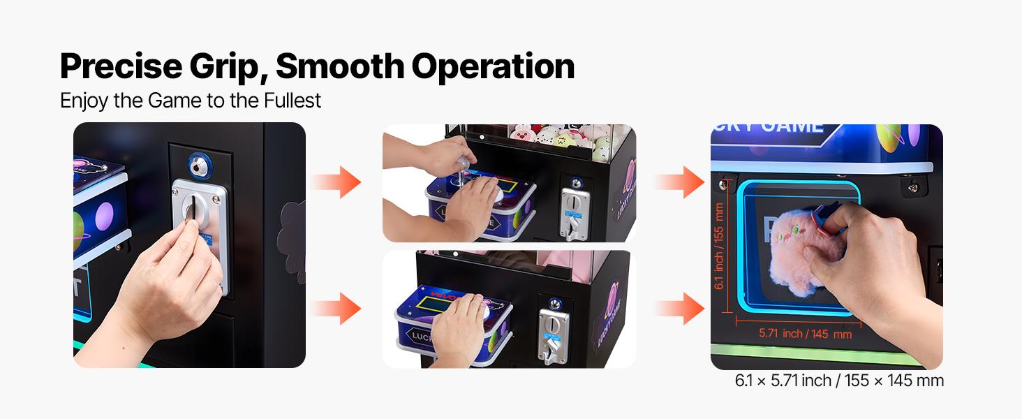 VEVOR Claw Crane Machine, Medium-Sized Arcade Game Machine with Claw+ Grabber Double-Layer, Light Sound, Toy Candy Grabber Prize Dispenser Vending Toy, for Commercial Home Cinema, Black Purple