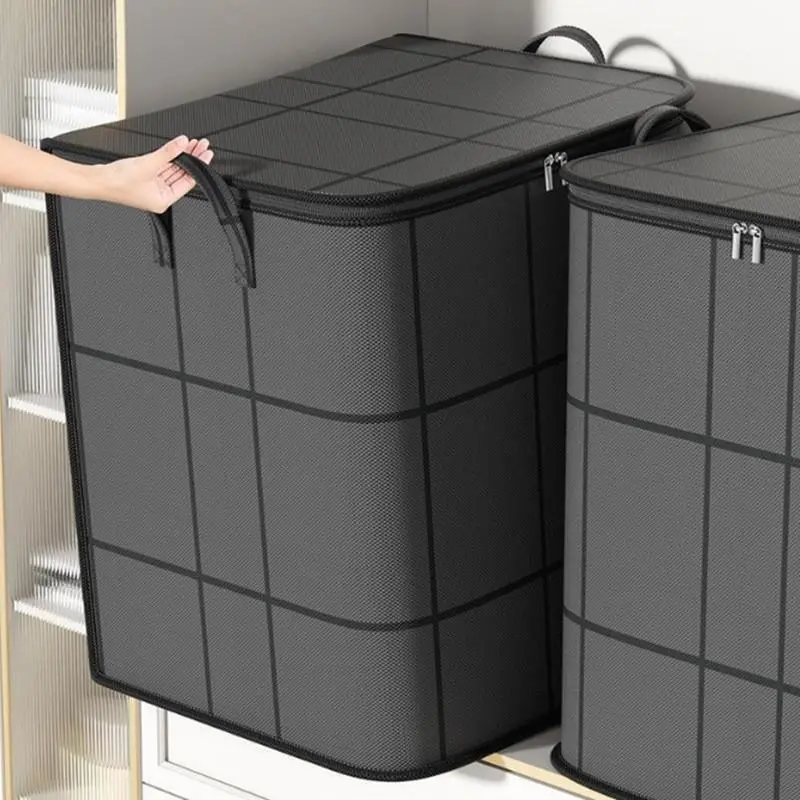 3pcs 26.42gal Large Capacity Clothes Storage Bags, Closet Organizer Storage Containers, Collapsible Storage Bins with Heavy Duty Handles, Sturdy Zippers, for Clothing, Blanket, Comforters, Underbed Storage, Under-Bed Storage