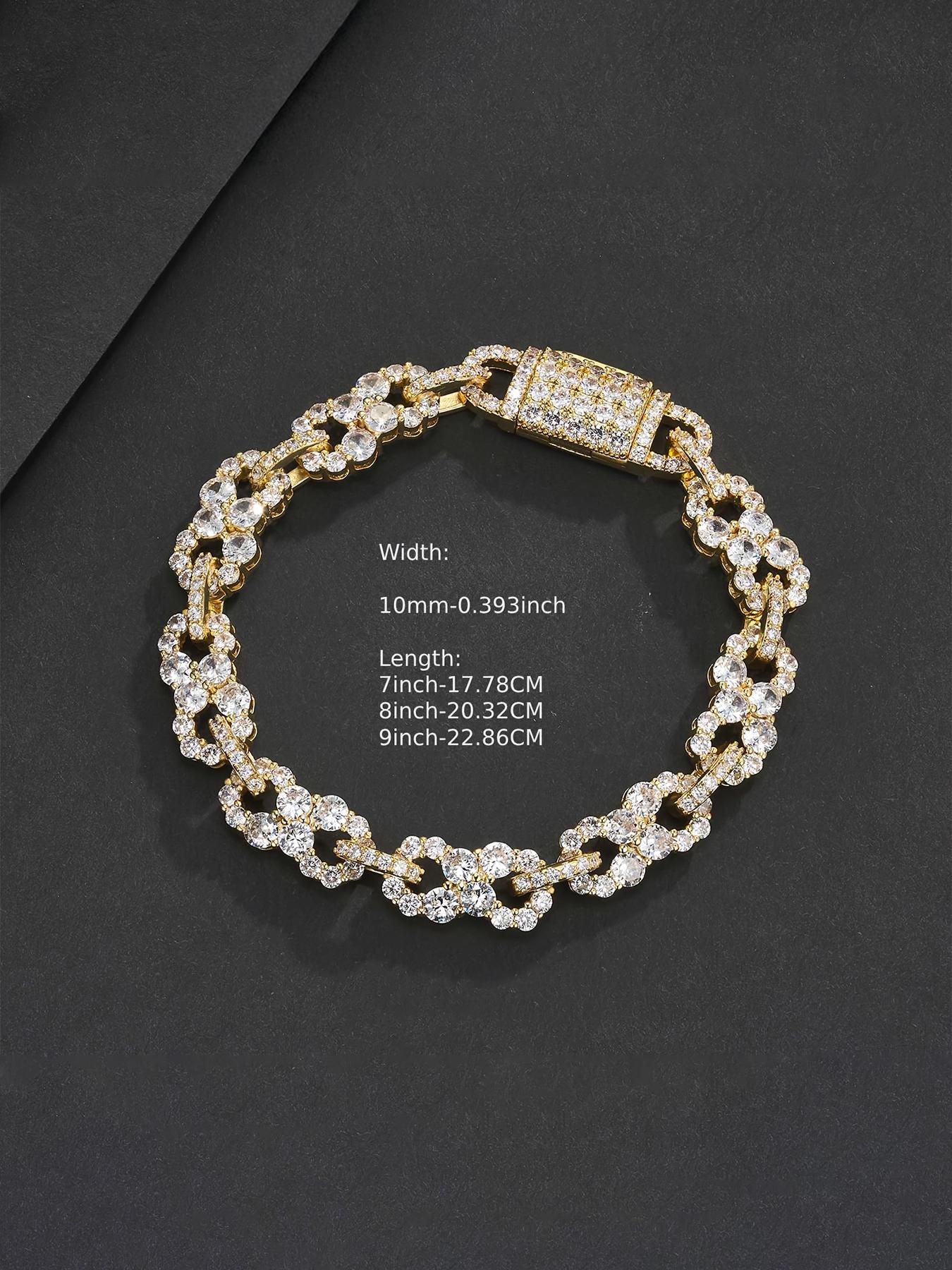 1PC ICED CHICS Eight-shaped Infinity bracelet, copper inlaid cubic zirconia, texture bracelet, Cuban Chain Bracelet, street casual style, the best gift for your partner, date, party.