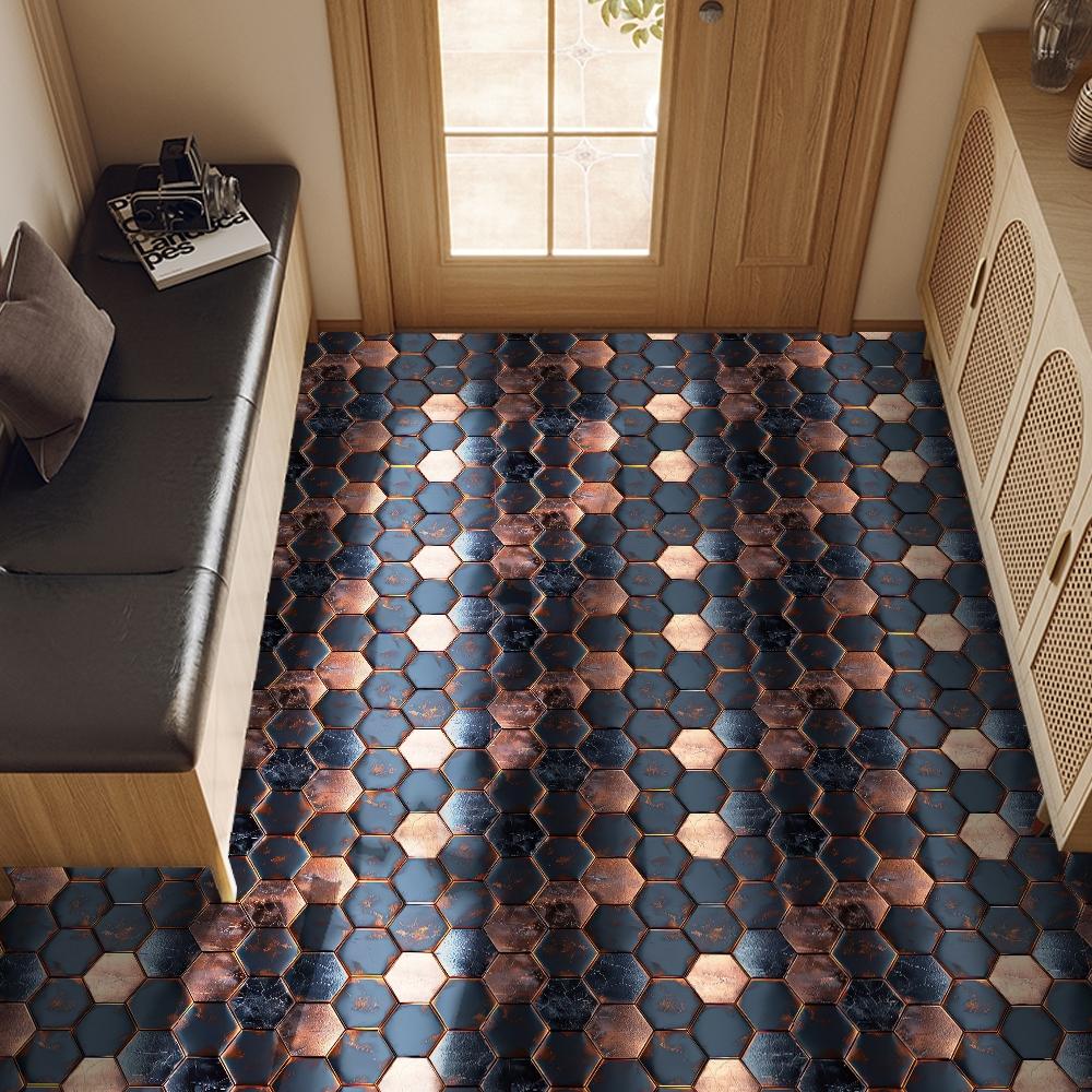 10 pieces of self-adhesive PVC floor stickers, thickened wear-resistant waterproof leather floor stickers, suitable for bedroom, kitchen, living room, balcony, bathroom and other floor decoration a