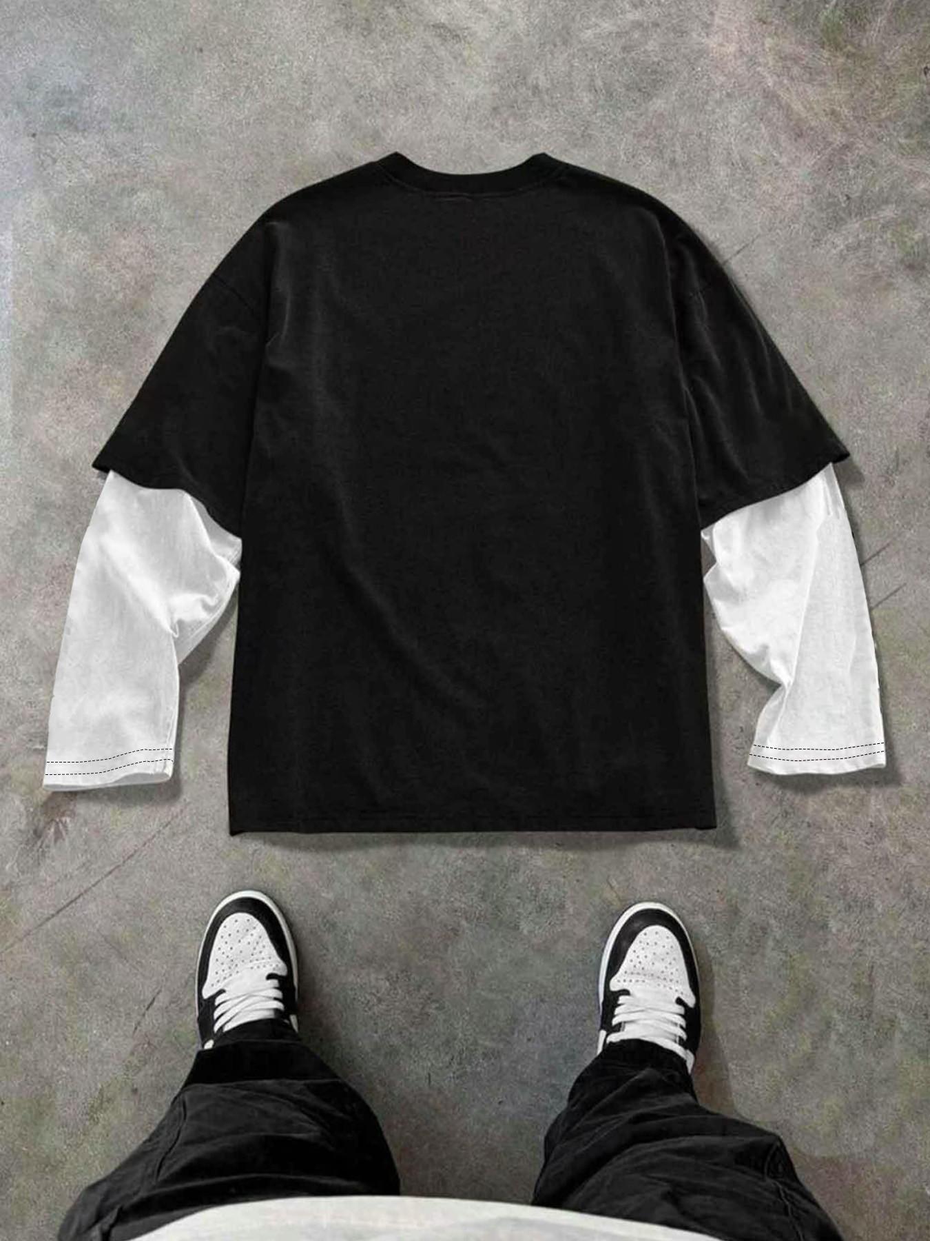 Men's Y2K Cyber Gothic Graphic Layered Long Sleeve T-Shirt