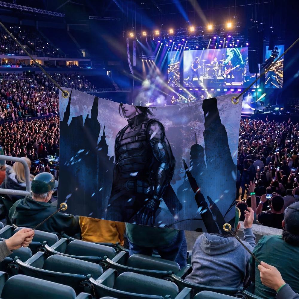 W-Winter Soldier MOVIE Flags Multi Size Atmosphere Flag, Cheerleading Hand Pulled Banner, Portable Outdoor Event Flag & Wall Decor for Sports, Parties, Home and Room Decoration